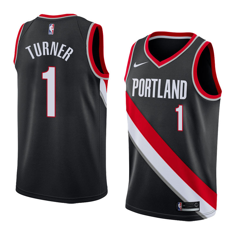 NBA Portland Trail Blazers Black #1 TURNER Jersey High Quality Name and Number Print - leoleo123123