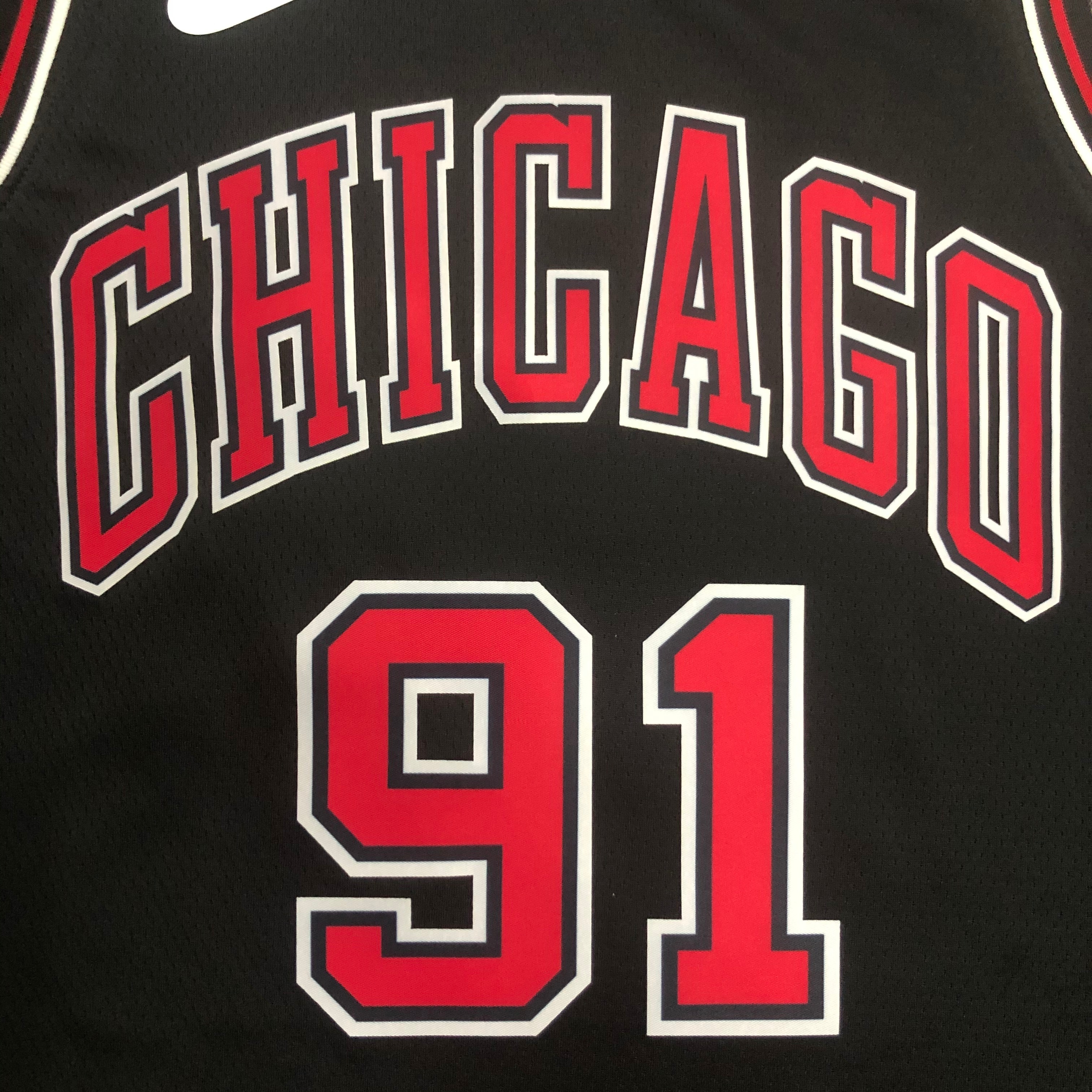 NBA Men Chicago Bulls Black #91 RODMAN Jersey High Quality Name and Number Print - leoleo123123