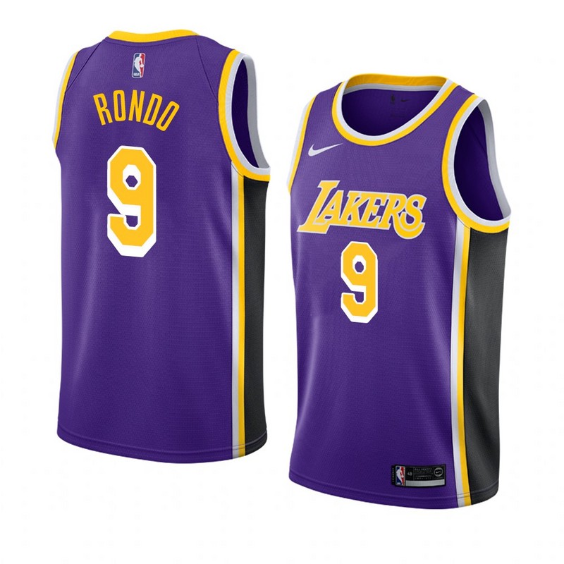 NBA Men Los Angeles Lakers Purple #9 RONDO Round Neck Jersey High Quality Name and Number Print - leoleo123123