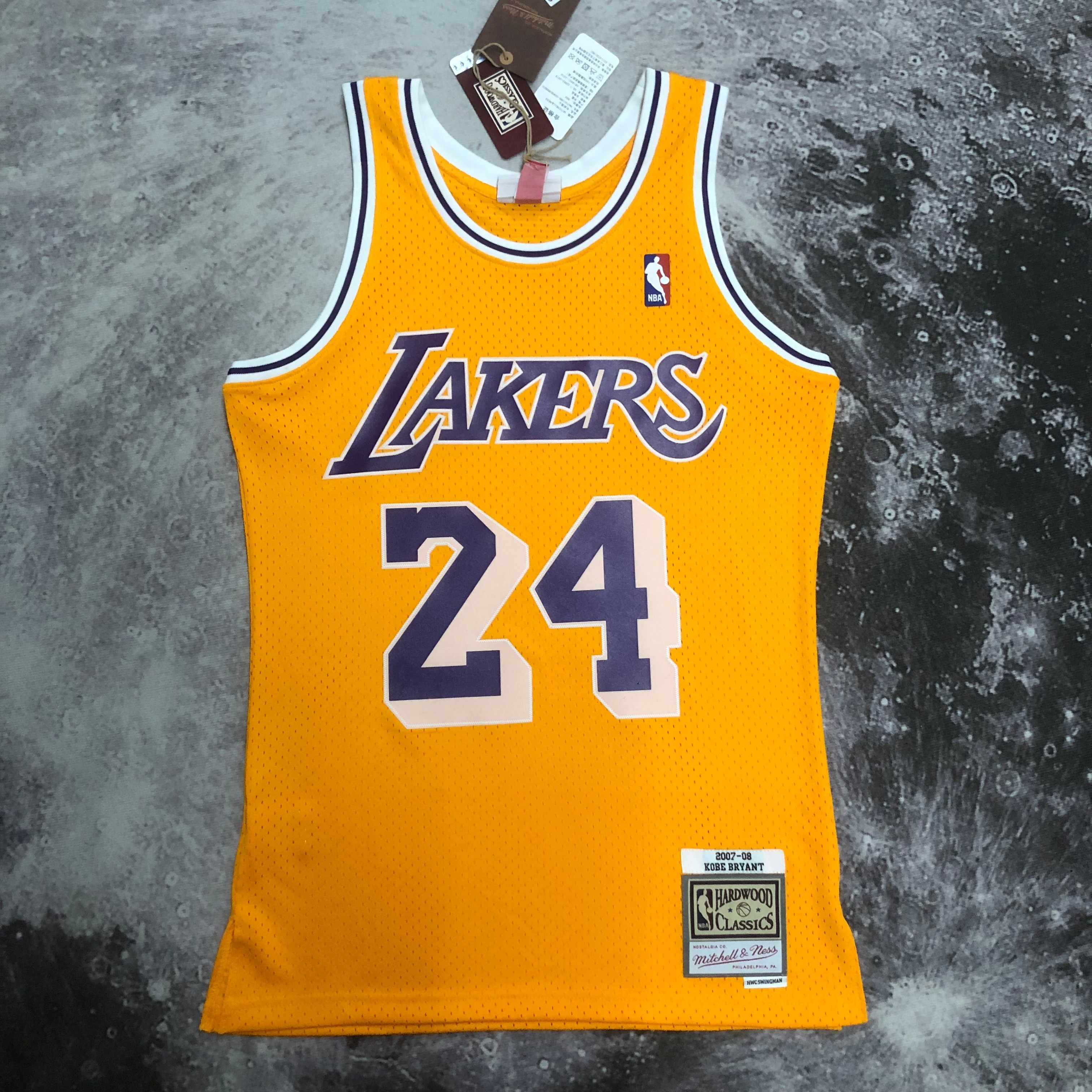 NBA Men Season 07-08 Los Angeles Lakers Yellow #24 BRYANT Jersey High Quality Name and Number Print - leoleo123123