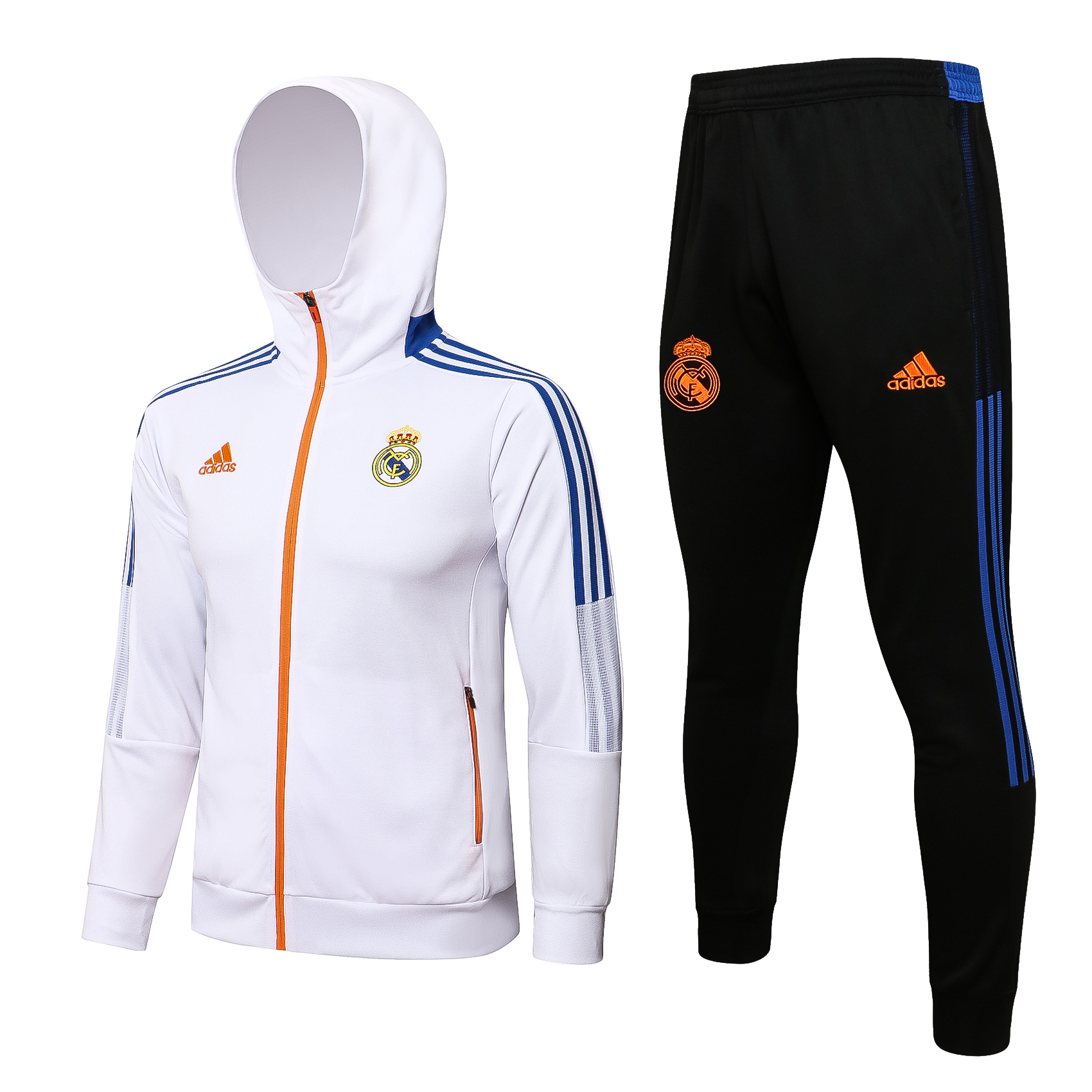 21-22 Real Madrid White Jacket Tracksuit With cap Thai Quality - leoleo123123