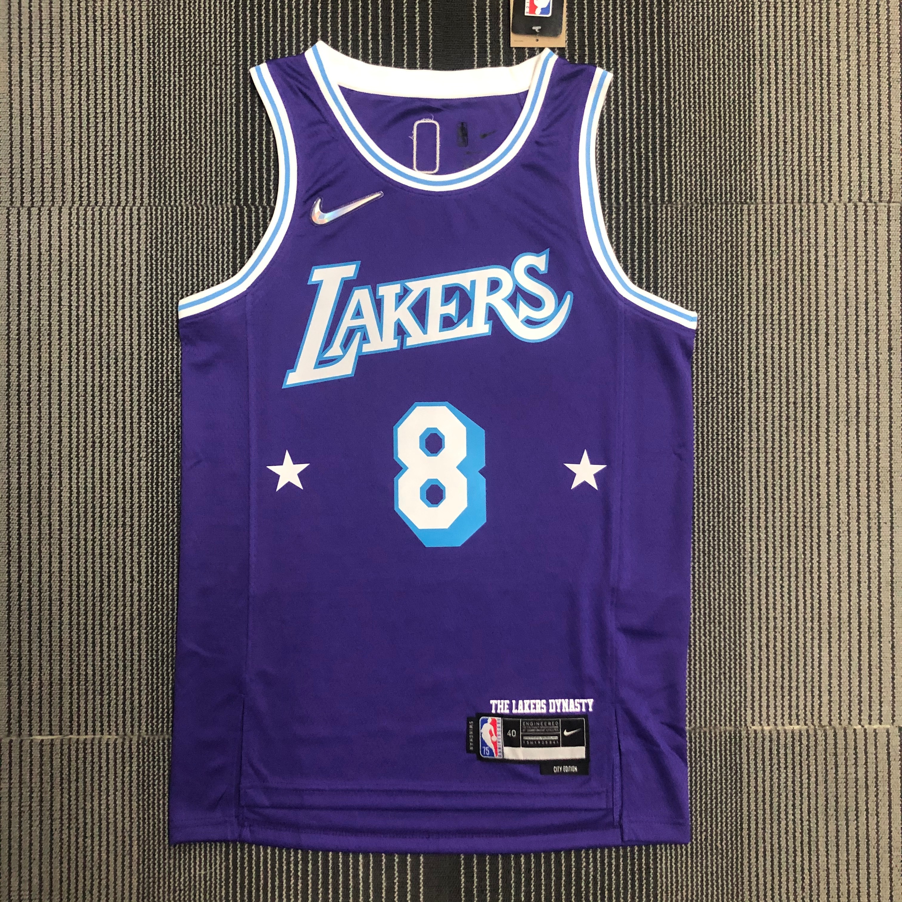 NBA Season 2022 75th Anniversary Los Angeles Lakers Purple Round Neck #8 BRYANT Jersey High Quality Name and Number Print - leoleo123123