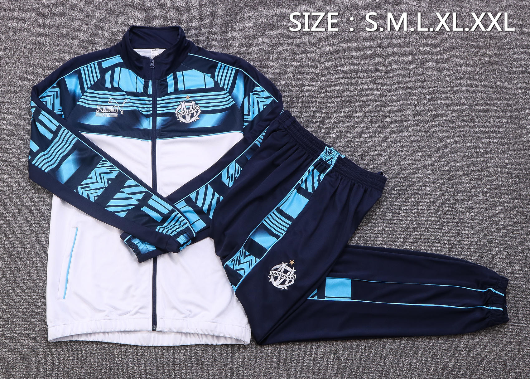 22-23 Marseille White Jacket Tracksuit with Ink-jet Printing Thai Quality - leoleo123123