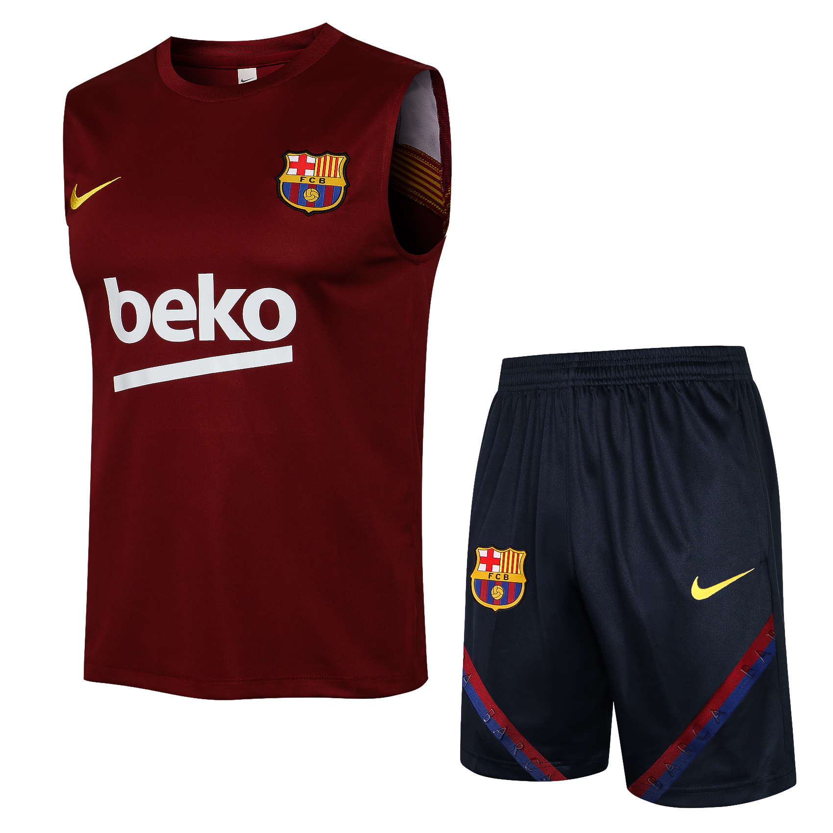 21/22 Barcelona Jujube Red Vest Training Set--Vest and Short Pant Training Tracksuit - leoleo123123