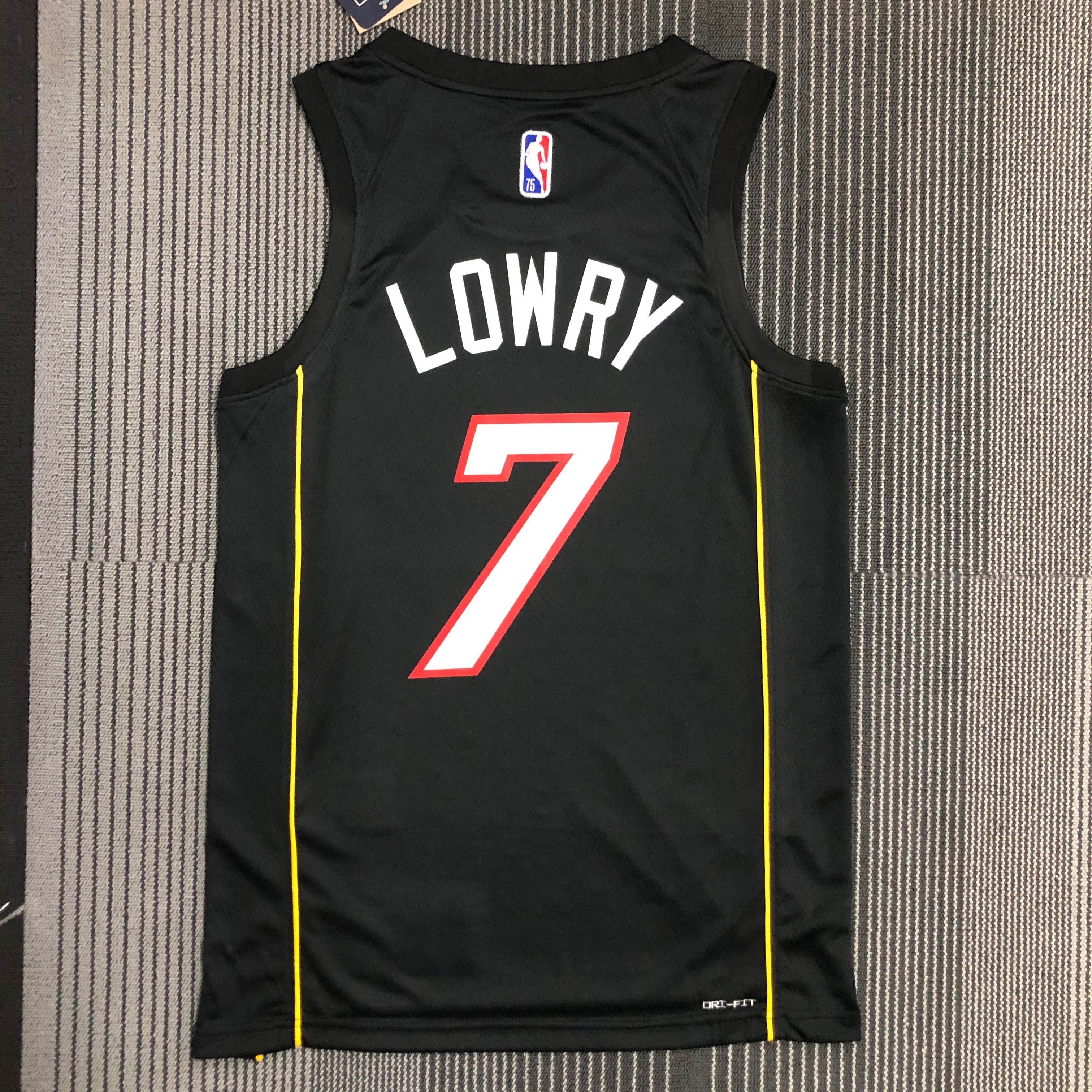 NBA Men 75th Anniversary Season 2022 Miami Heat Black #7 LOWRY Jersey High Quality Name and Number Print - leoleo123123
