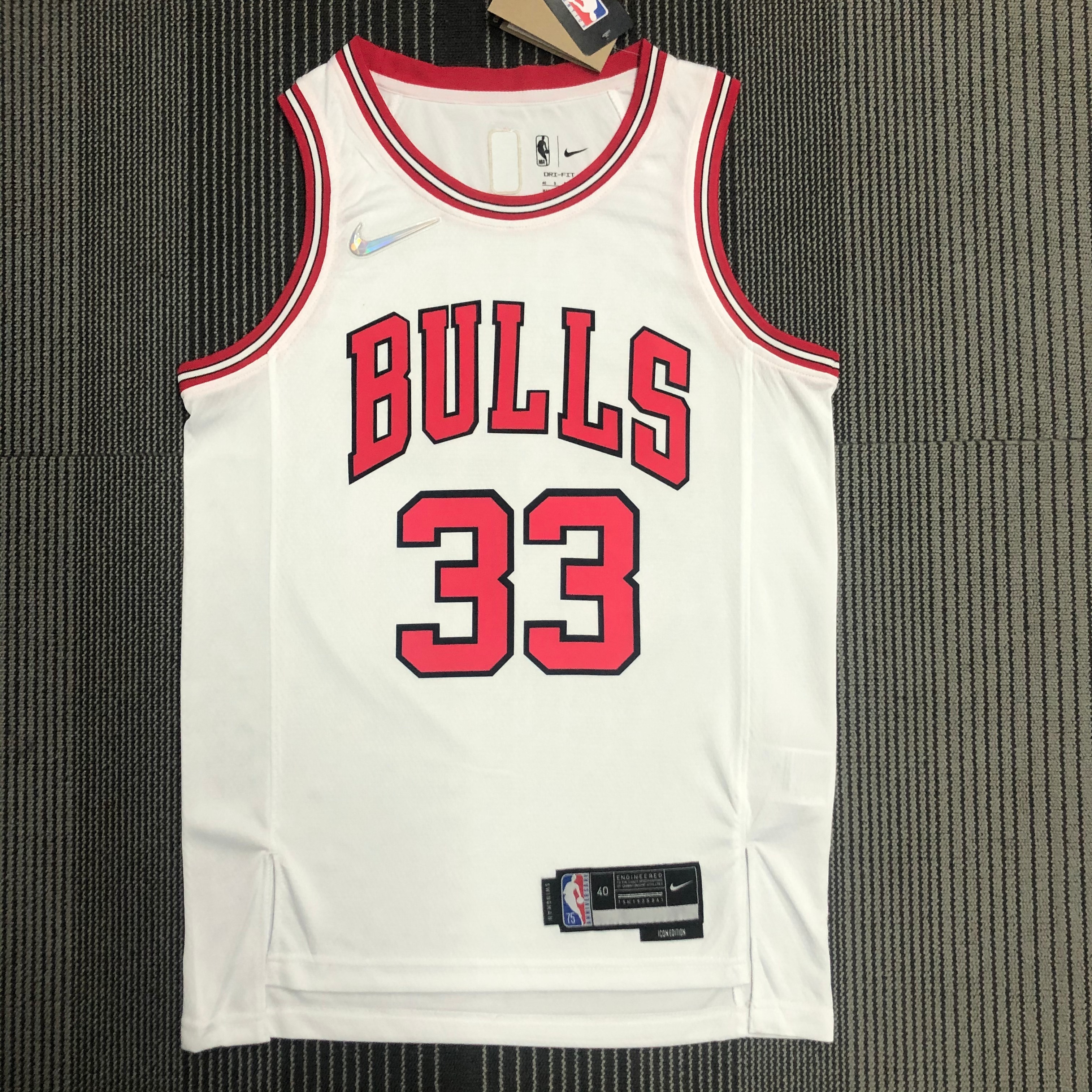 NBA Men 75th Anniversary Chicago Bulls White #33 PIPPEN Jersey High Quality Name and Number Print - leoleo123123
