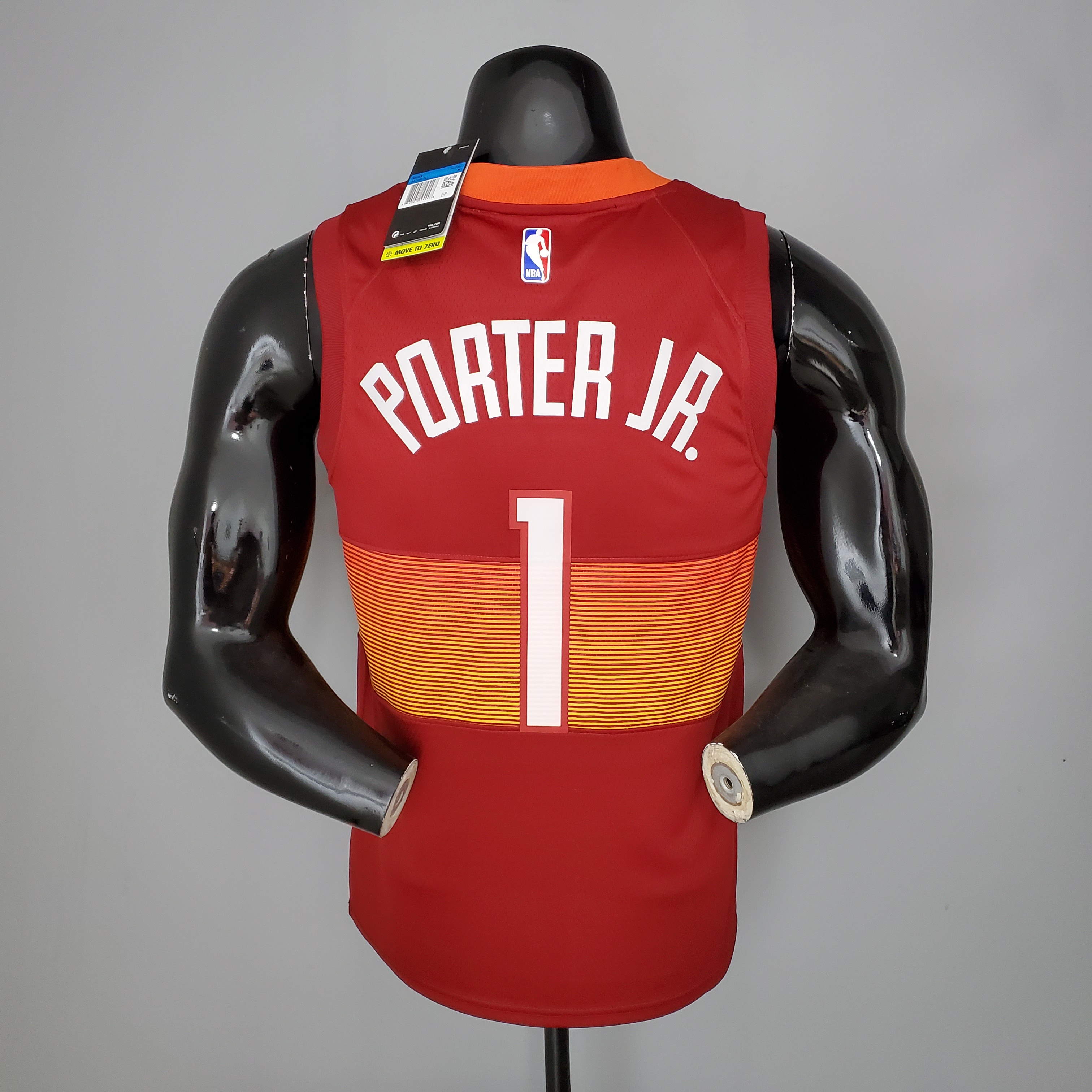 NBA Men Season 2021 Denver Nuggets Red and Orange #1 PORTER JR. Jersey High Quality Name and Number Print - leoleo123123