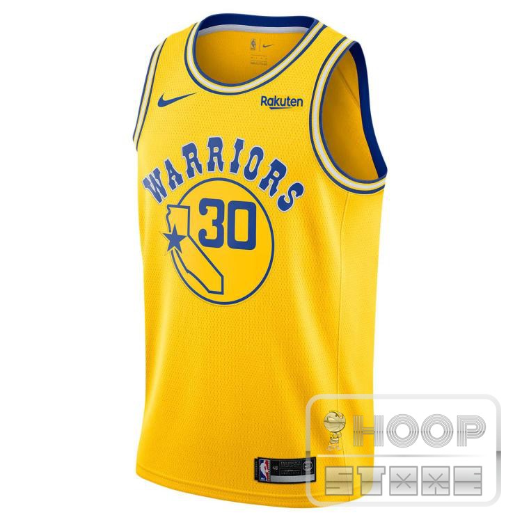 NBA Men Golden State Warriors Retro Yellow #30 CURRY Jersey High Quality Name and Number Print - leoleo123123