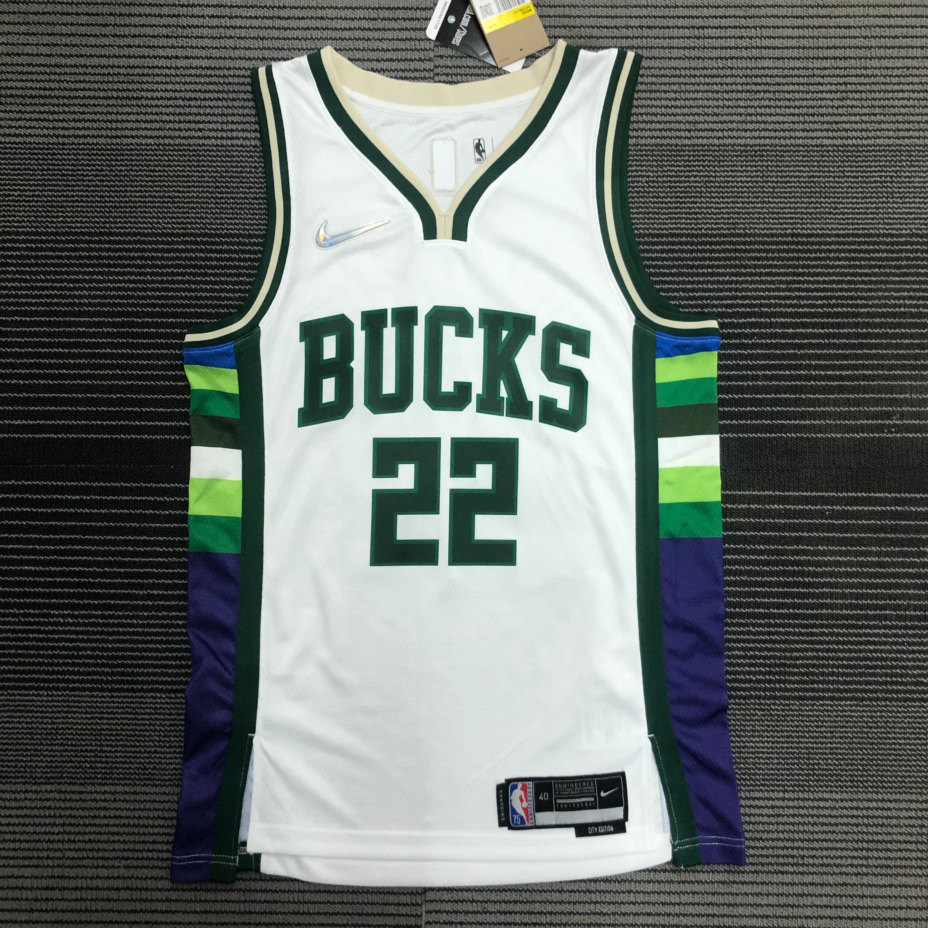 NBA Men 75th Anniversary Season 2022 Milwaukee Bucks White #22 MIDDLETON Jersey High Quality Name and Number Print - leoleo123123