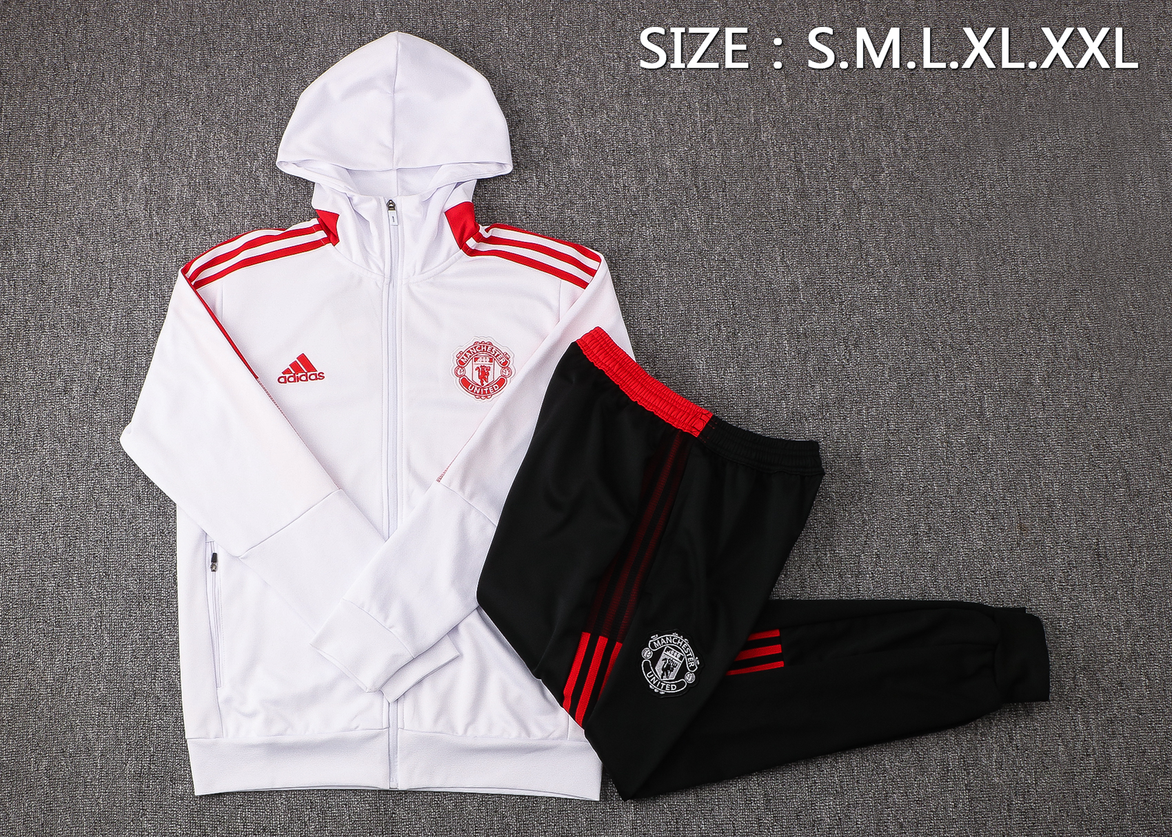 21/22 Man United White Jacket Tracksuit with Cap Thai Quality - leoleo123123