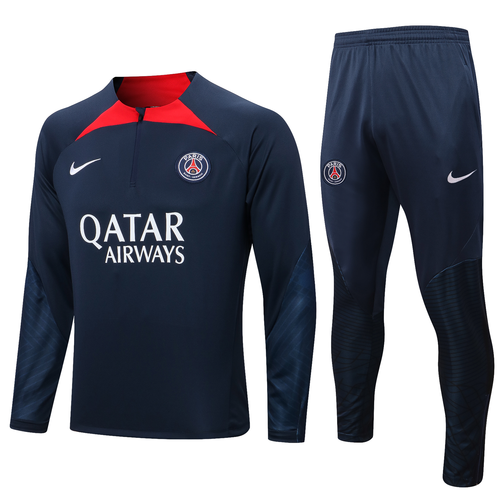 22/23 PSG Dark Blue with Red Collar Sweater Tracksuit Thai Quality - leoleo123123