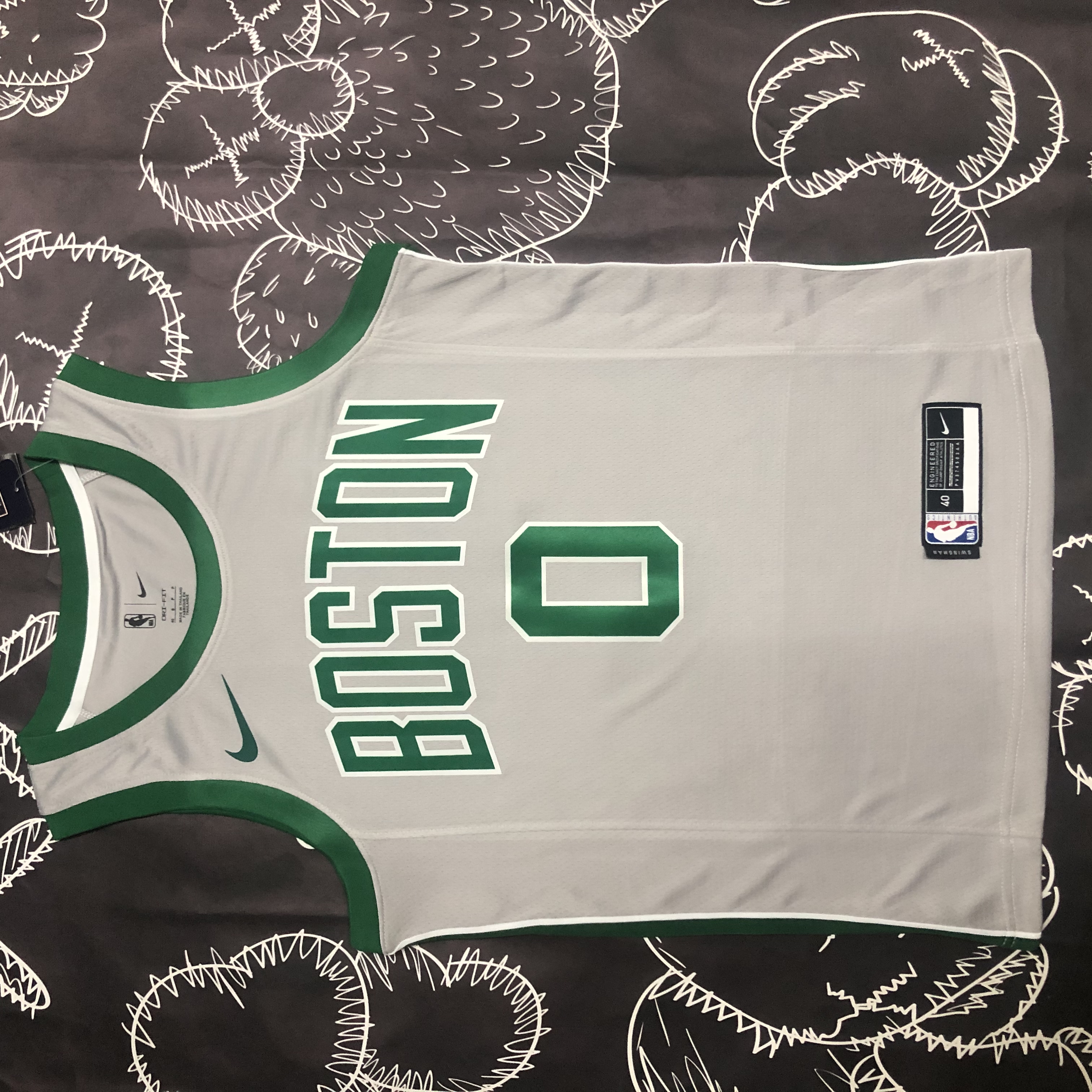 NBA Men Boston Celtics Grey #0 TATUM Jersey High Quality Name and Number Print - leoleo123123