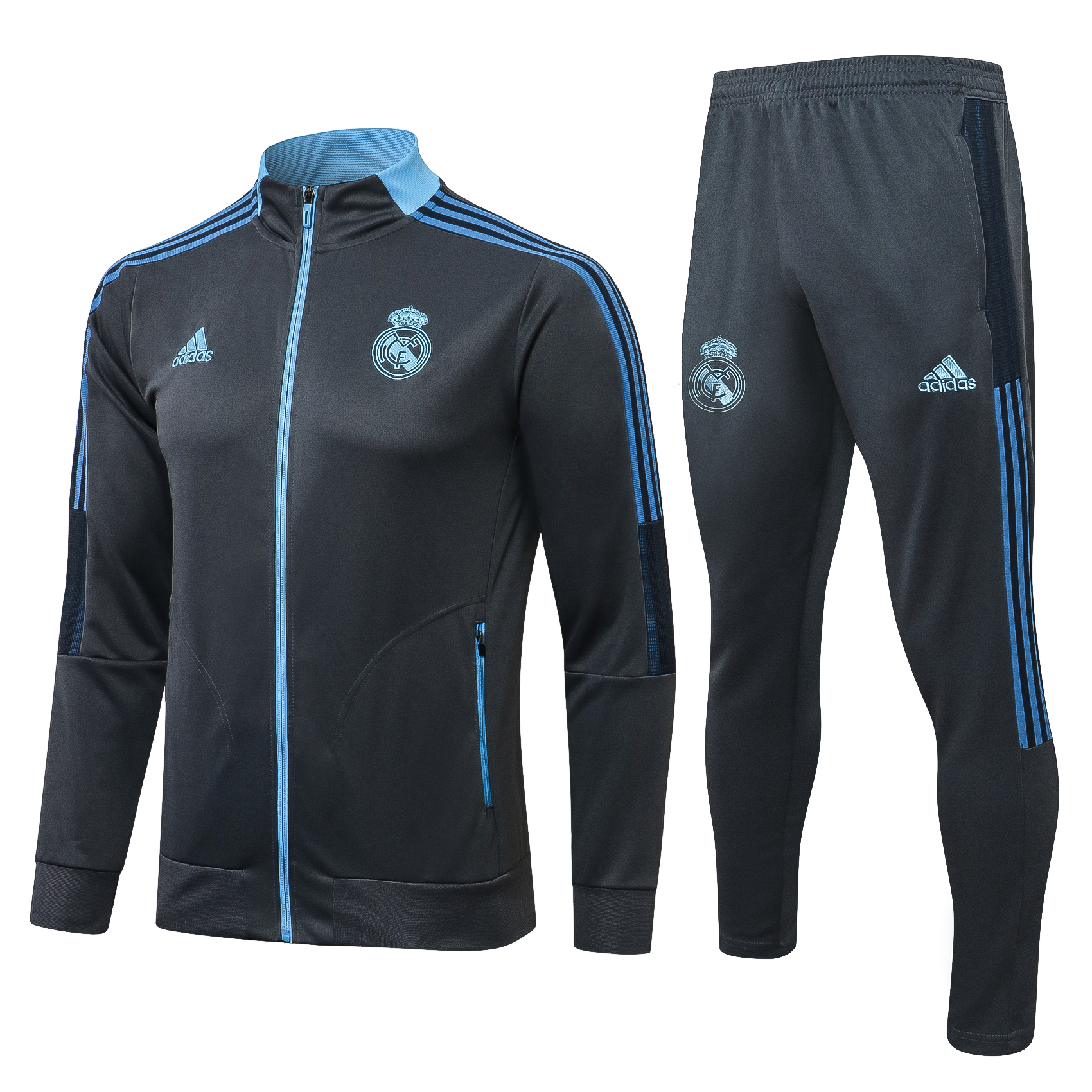 21-22 Real Madrid Dark Grey Jacket Tracksuit Thai Quality - leoleo123123