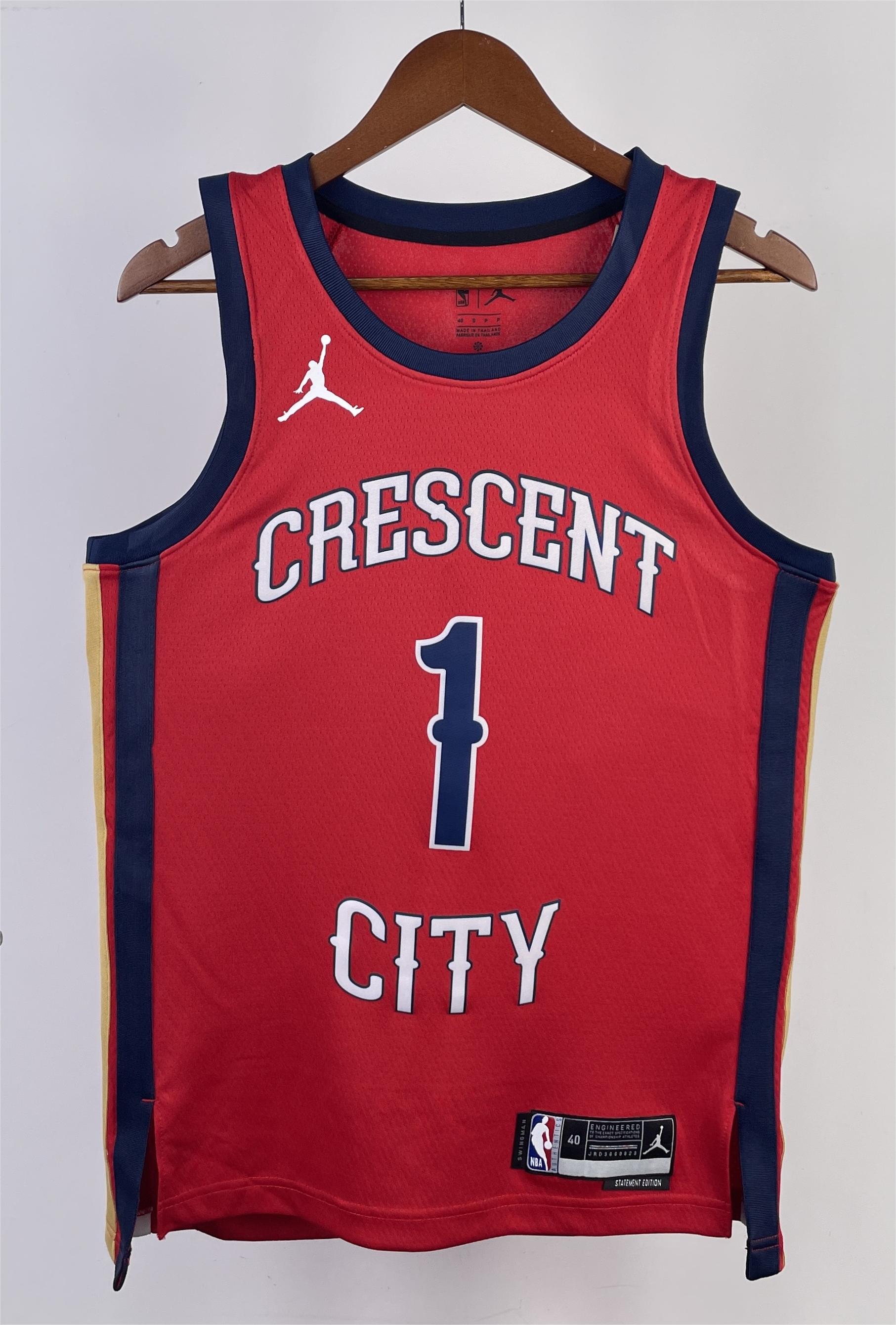 NBA Men 2024 New Orleans Pelicans Red with Jordan Logo #1 WILLIAMSON Jersey High Quality Name and Number Print - leoleo123123
