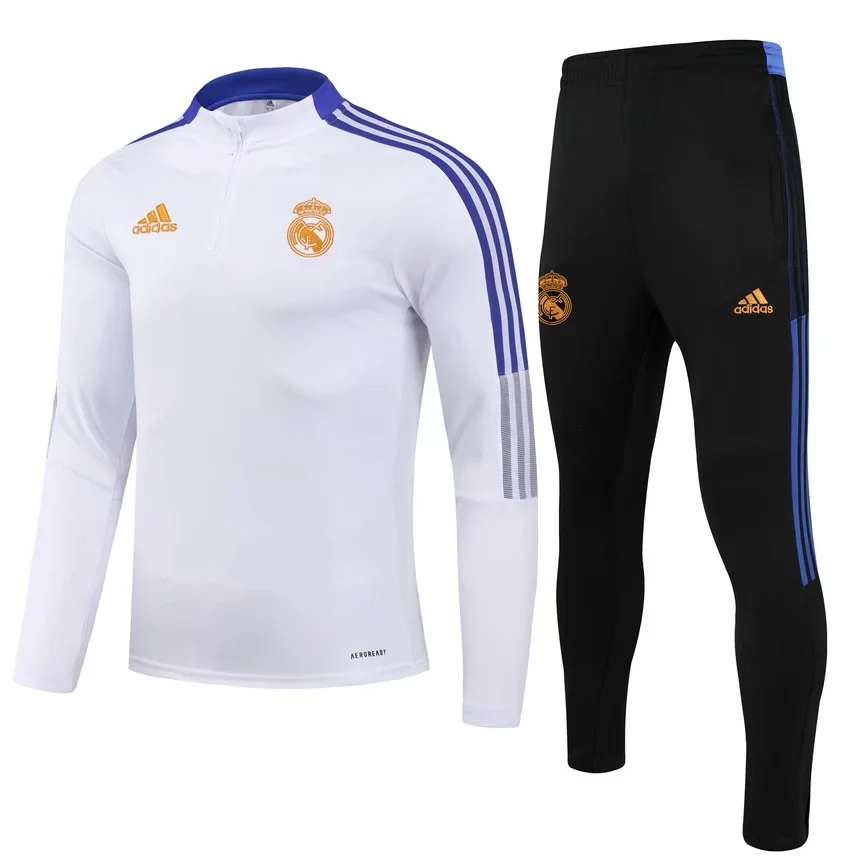 21-22 Real Madrid White Sweater Tracksuit Thai Quality - leoleo123123