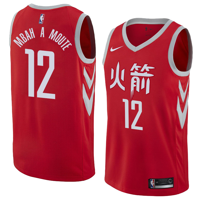 NBA Men Houston Rockets Red Jersey Chinese Version #12 MBAH A MOUTE High Quality Name and Number Print - leoleo123123