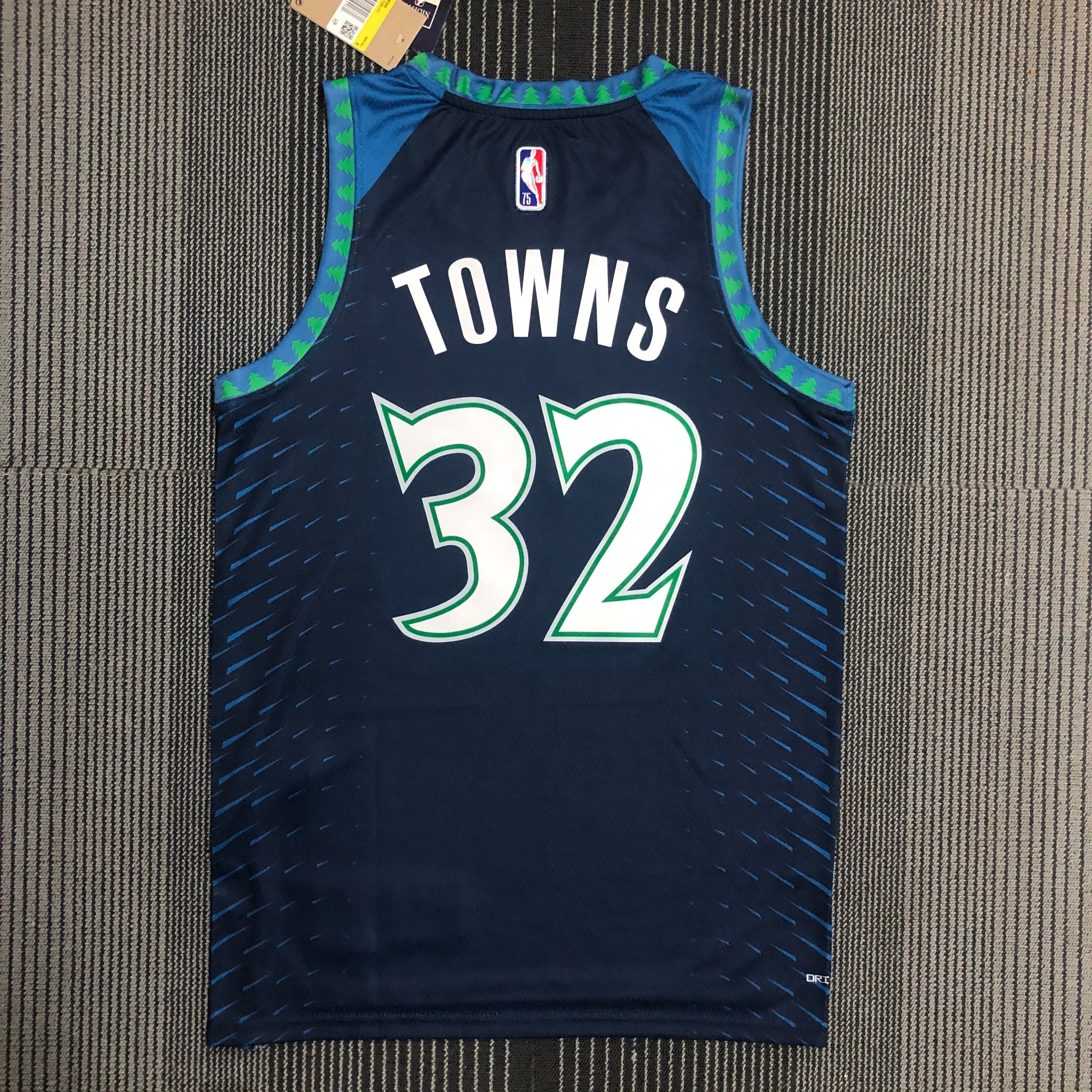NBA Men 75th Anniversary Minnesota Timberwolves Blue #32 TOWNS Jersey High Quality Name and Number Print - leoleo123123