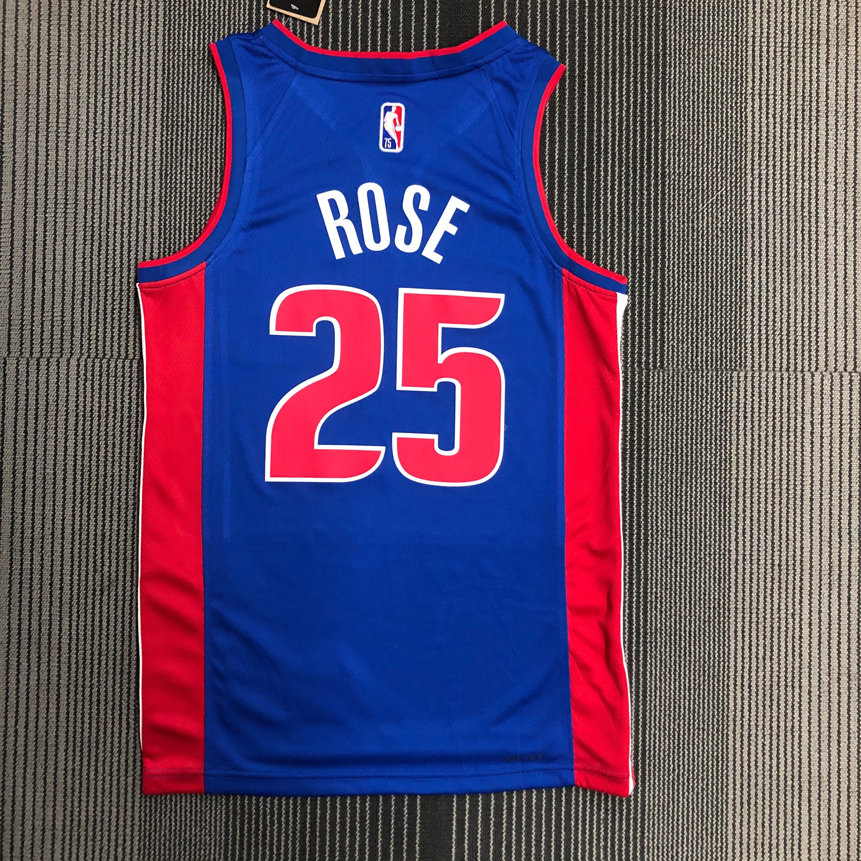 NBA 75th Anniversary Detroit Pistons Blue #25 ROSE Jersey High Quality Name and Number Print - leoleo123123