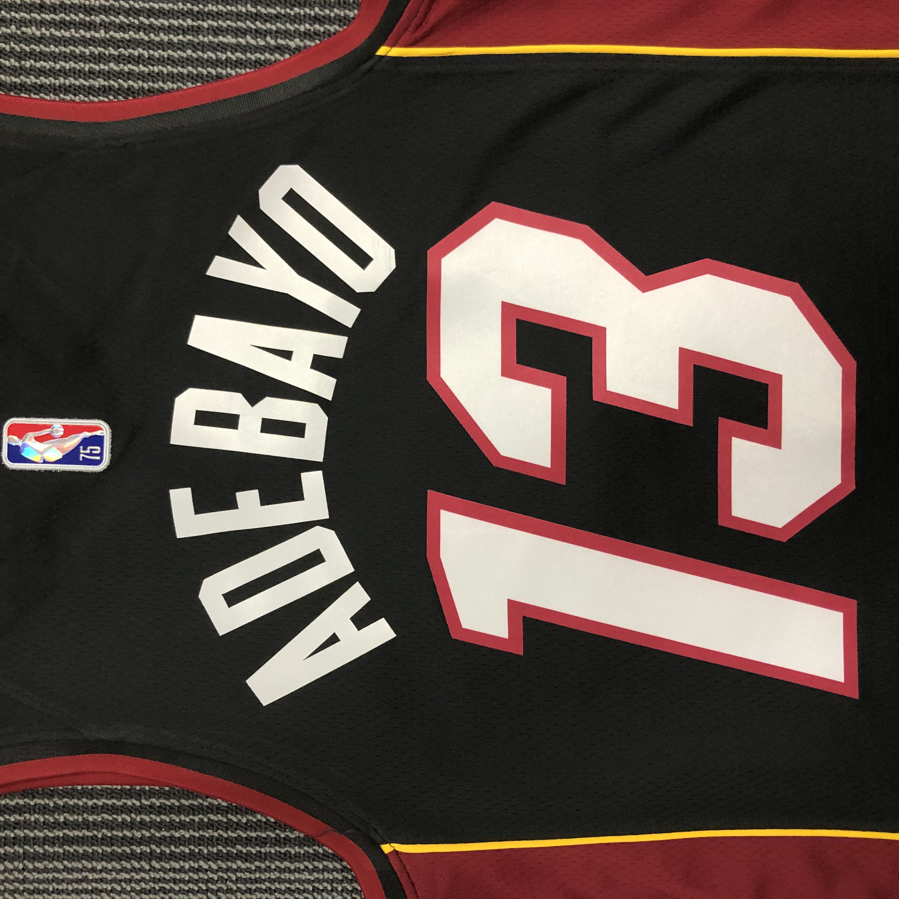 NBA Men 75th Anniversary Miami Heat Black #13 ADEBAYO Jersey High Quality Name and Number Print - leoleo123123