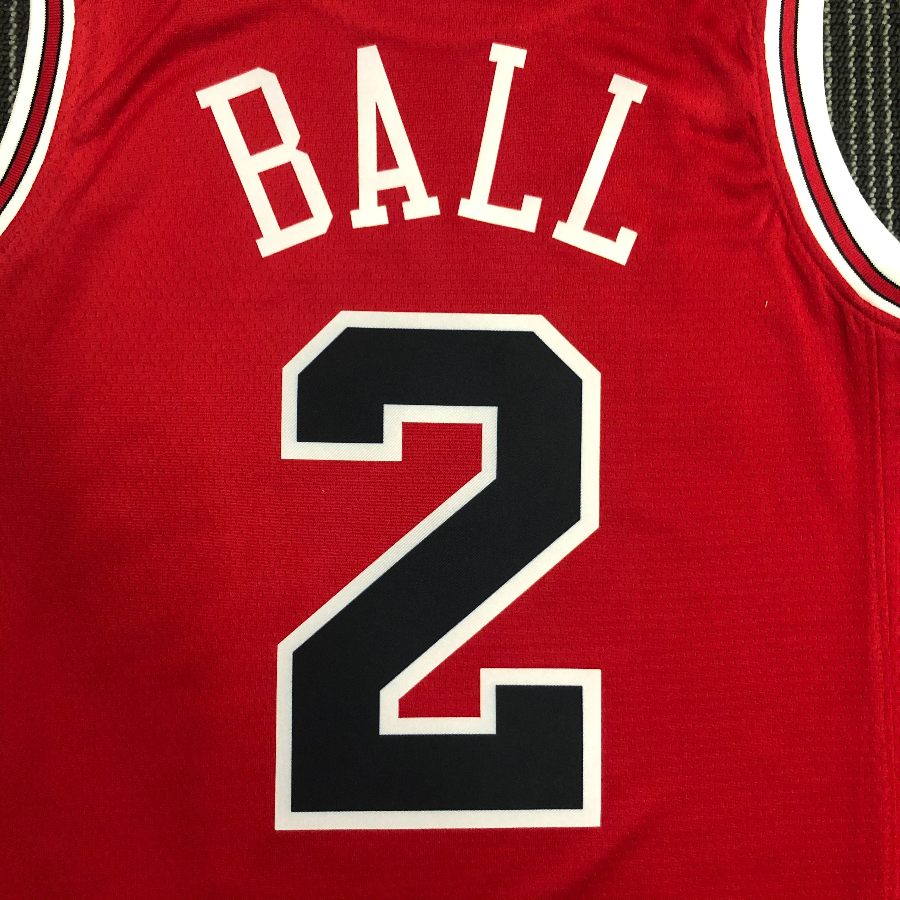 NBA Men 75th Anniversary Chicago Bulls Red #2 BALL Jersey High Quality Name and Number Print - leoleo123123