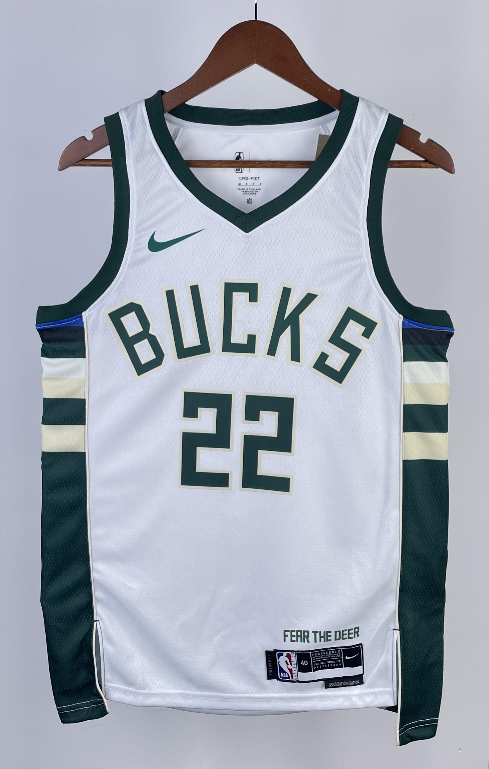 NBA Men 2023 Milwaukee Bucks White #22 MIDDLETON Jersey High Quality Name and Number Print - leoleo123123