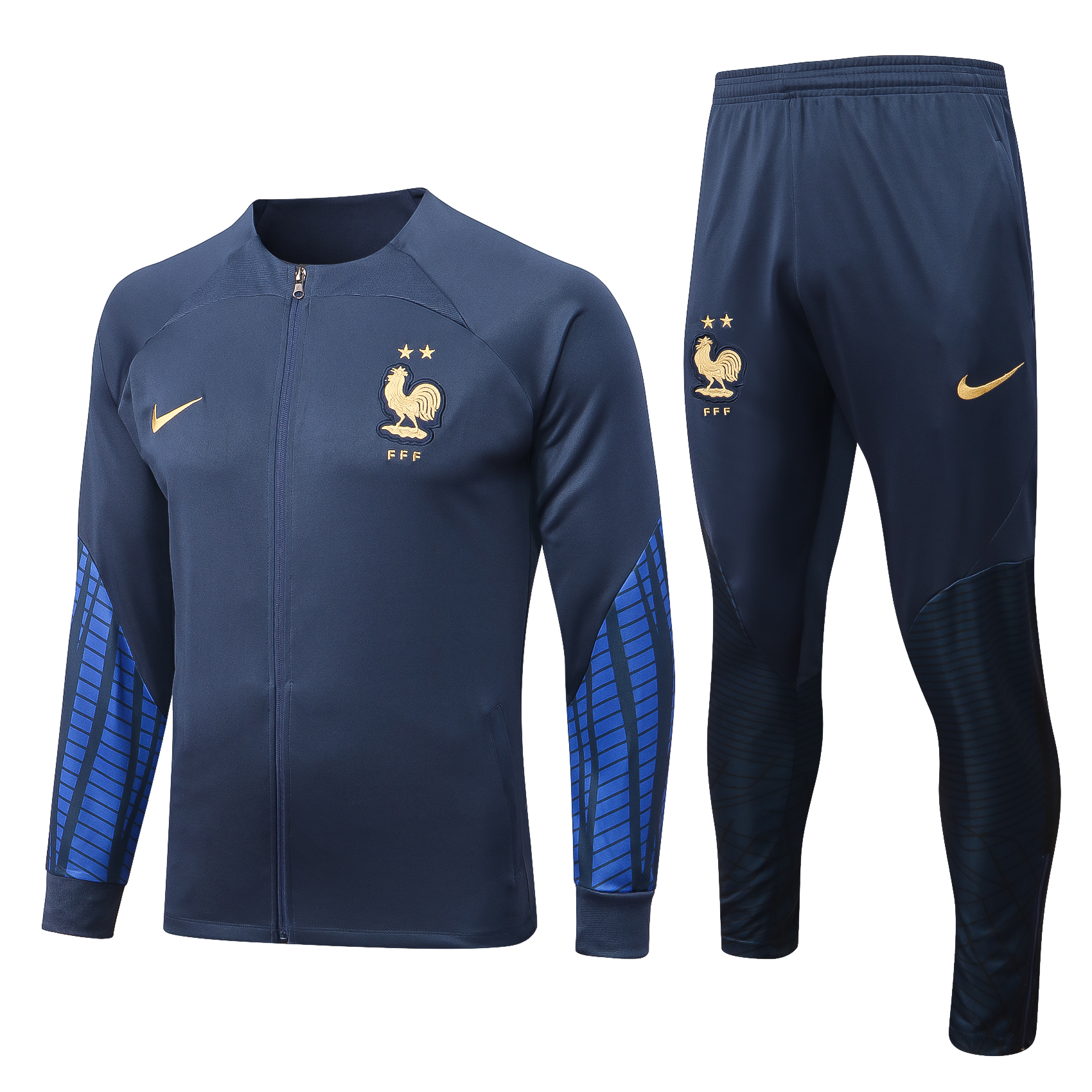 22-23 France Navy Blue with Blue sleeves Jacket Tracksuit Thai Quality - leoleo123123