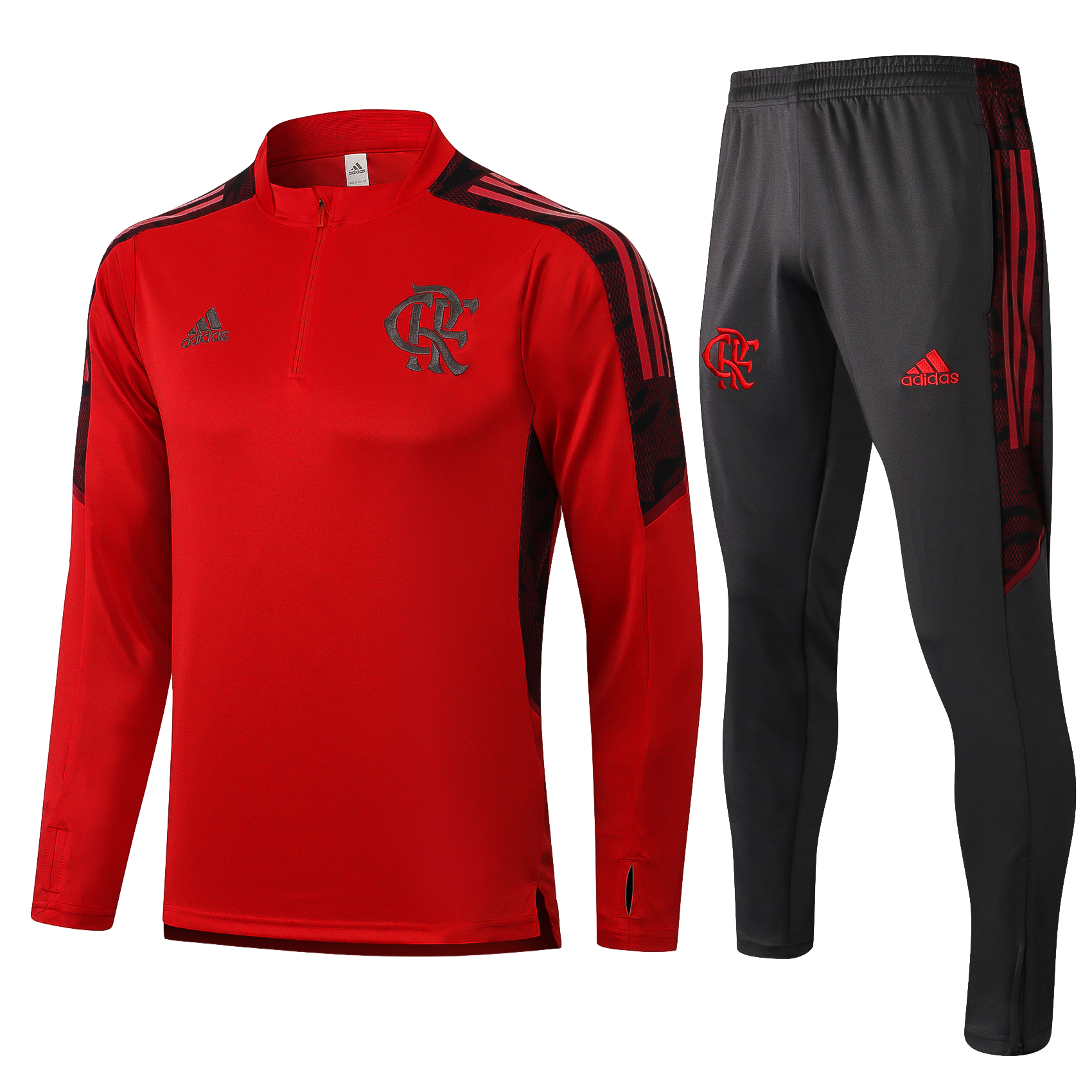 21-22 Flamengo Red with Zipper Sweater Tracksuit Thai Quality - leoleo123123