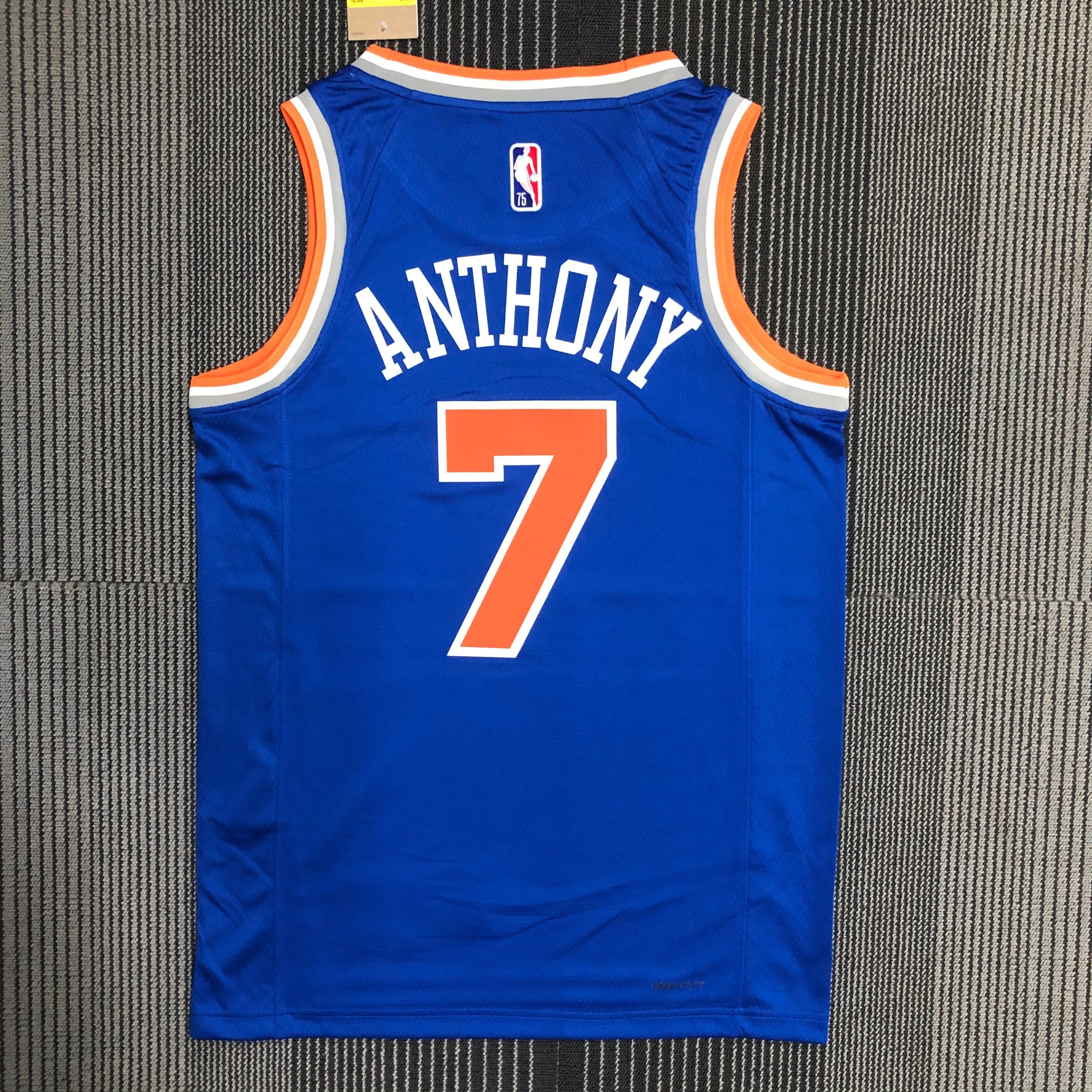 NBA Men 75th Anniversary New York Knicks Blue #7 ANTHONY Jersey High Quality Name and Number Print - leoleo123123