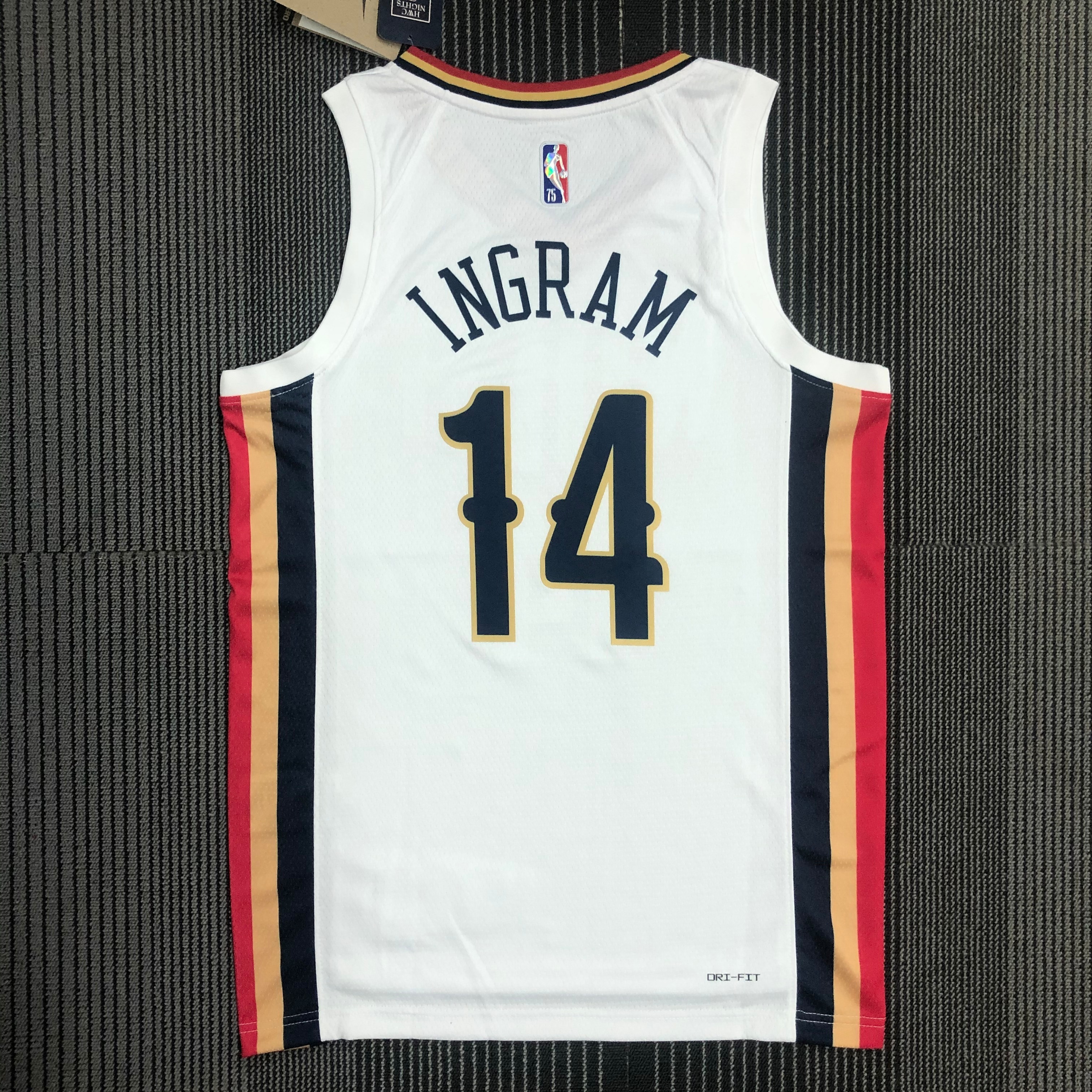 NBA Men Season 2022 New Orleans Pelicans White City #14 INGRAM Jersey High Quality Name and Number Print - leoleo123123