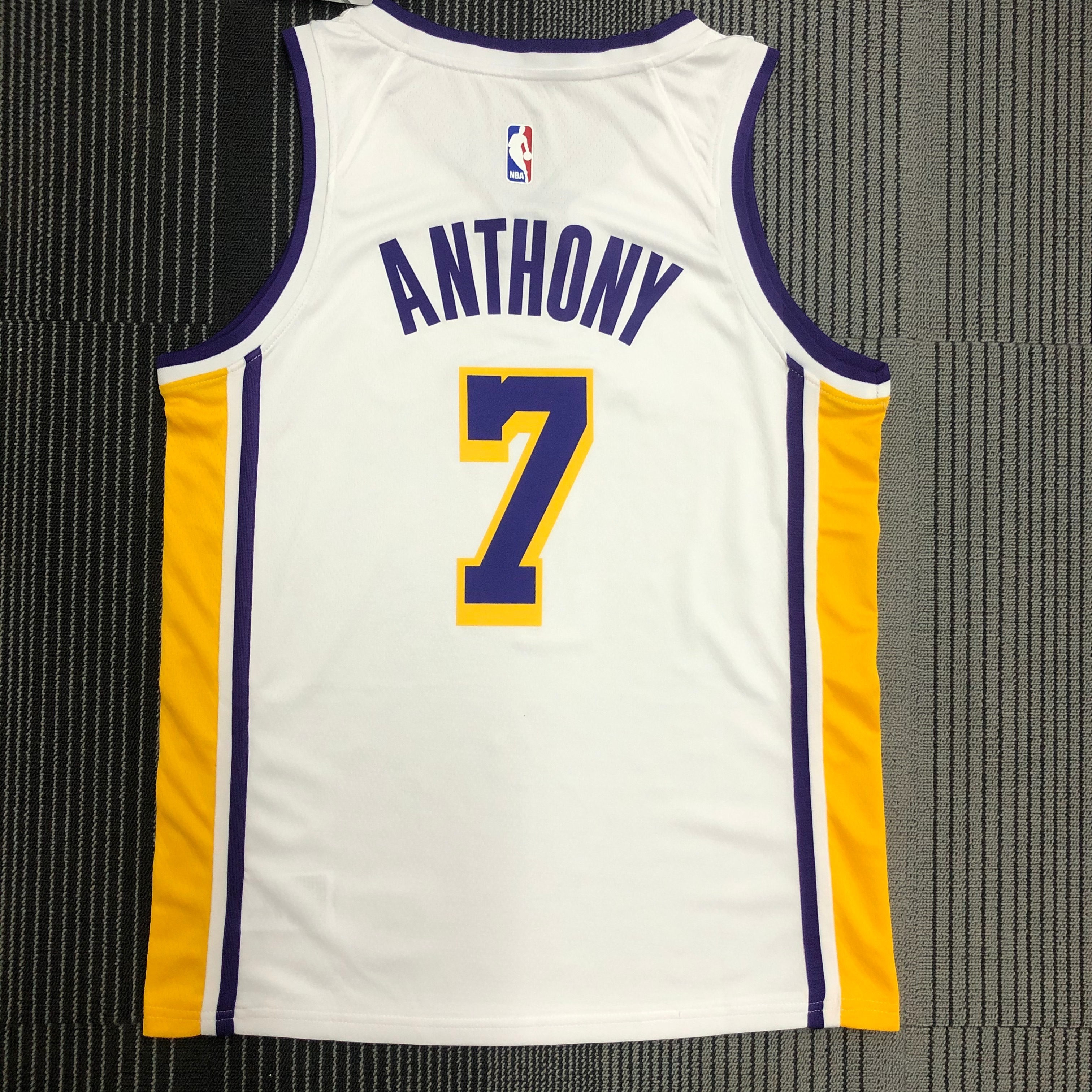 NBA Men Los Angeles Lakers #7 ANTHONY White V-neck Jersey High Quality Name and Number Print - leoleo123123