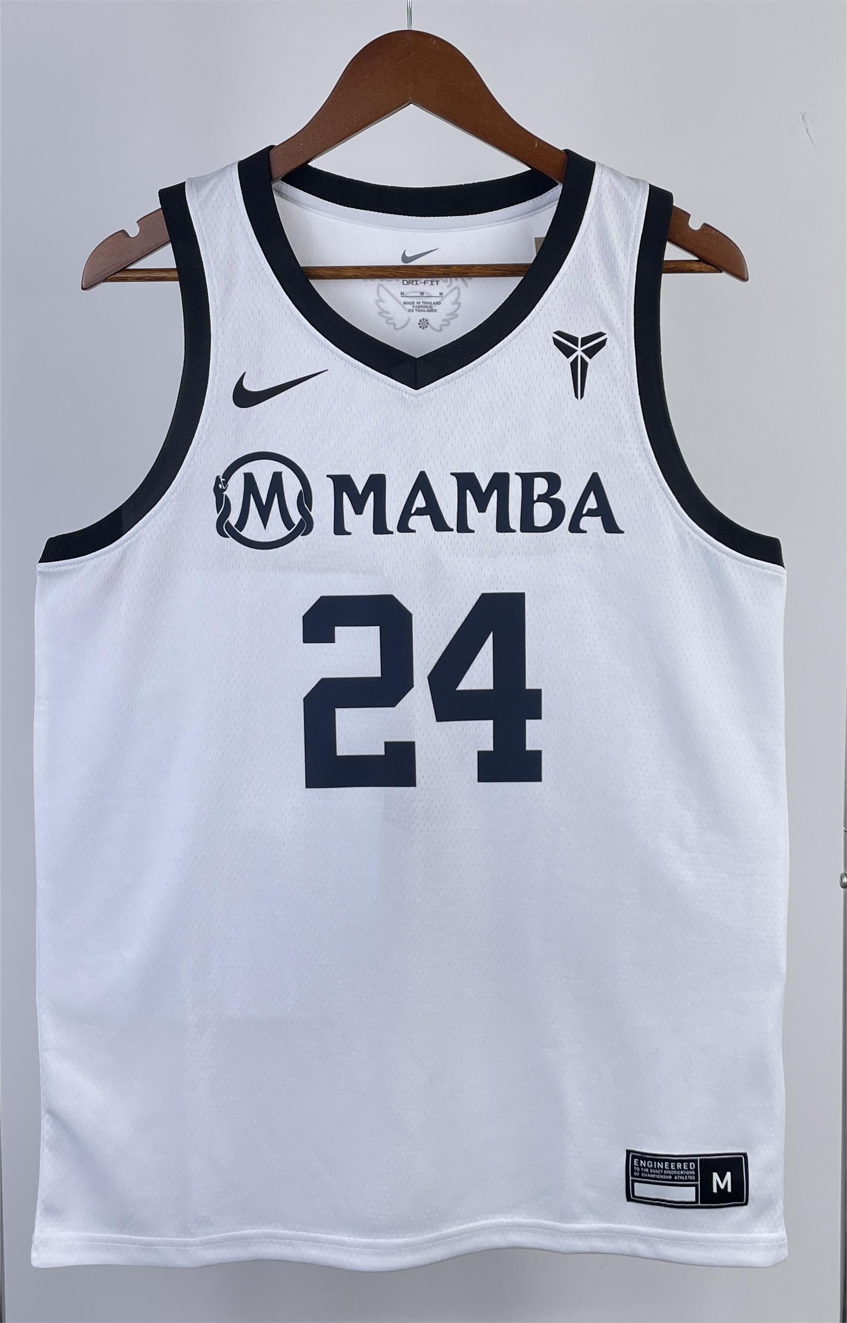 NBA Men Los Angeles Lakers MAMBA White #24 BRYANT Jersey High Quality Name and Number Print - leoleo123123