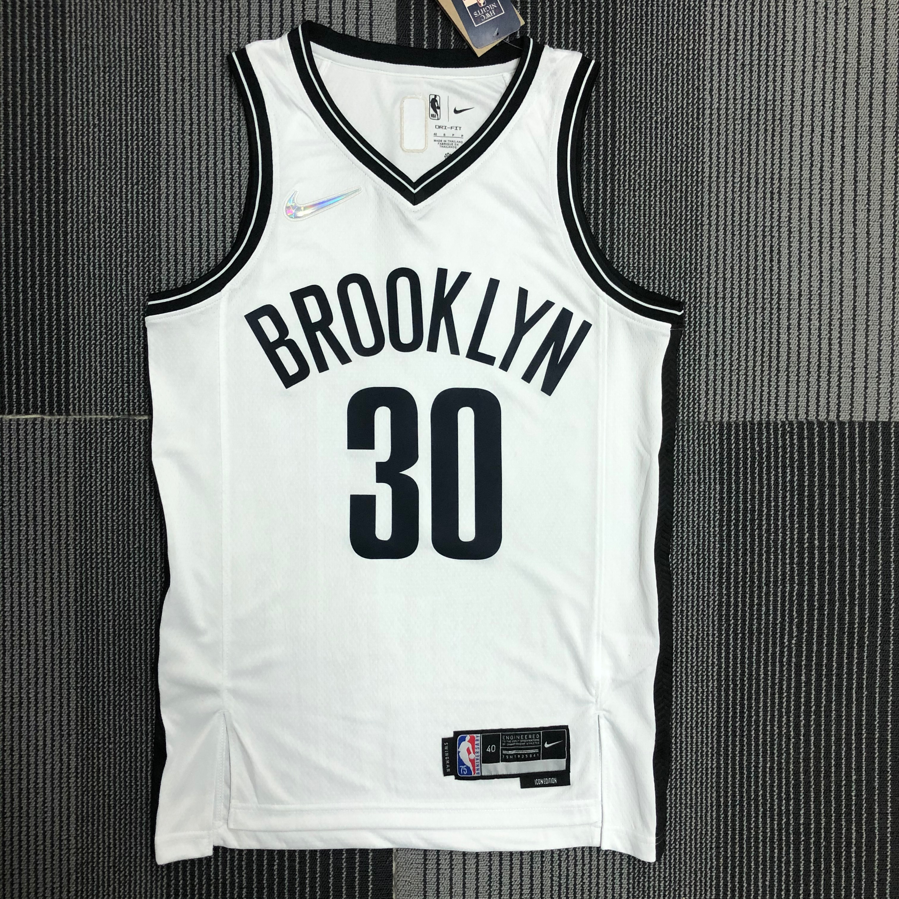 NBA Men 75th Anniversary Brooklyn Nets White #30 CURRY Jersey High Quality Name and Number Print - leoleo123123