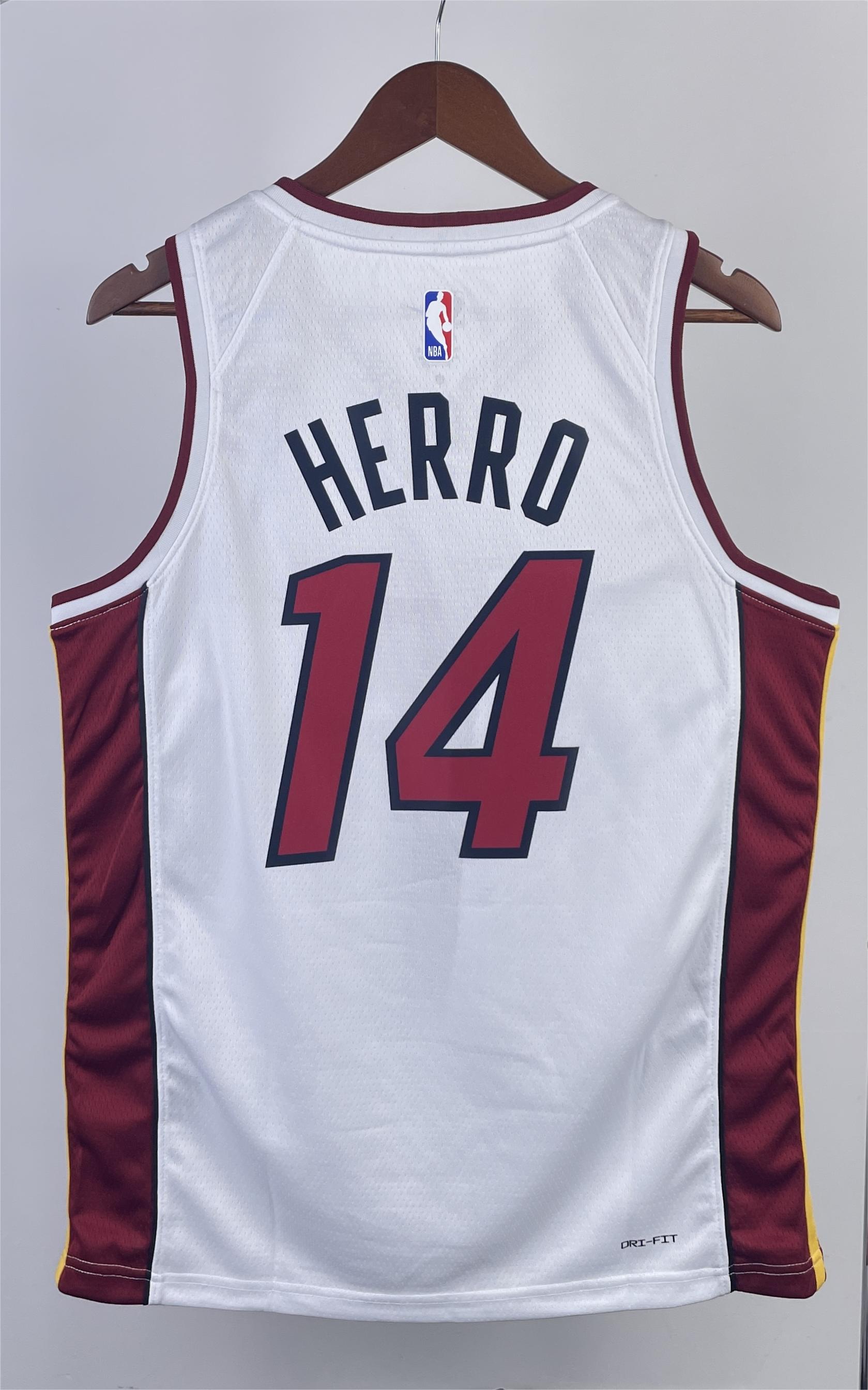 NBA Men Season 2023 Miami Heat White #14 HERRO Jersey High Quality Name and Number Print - leoleo123123
