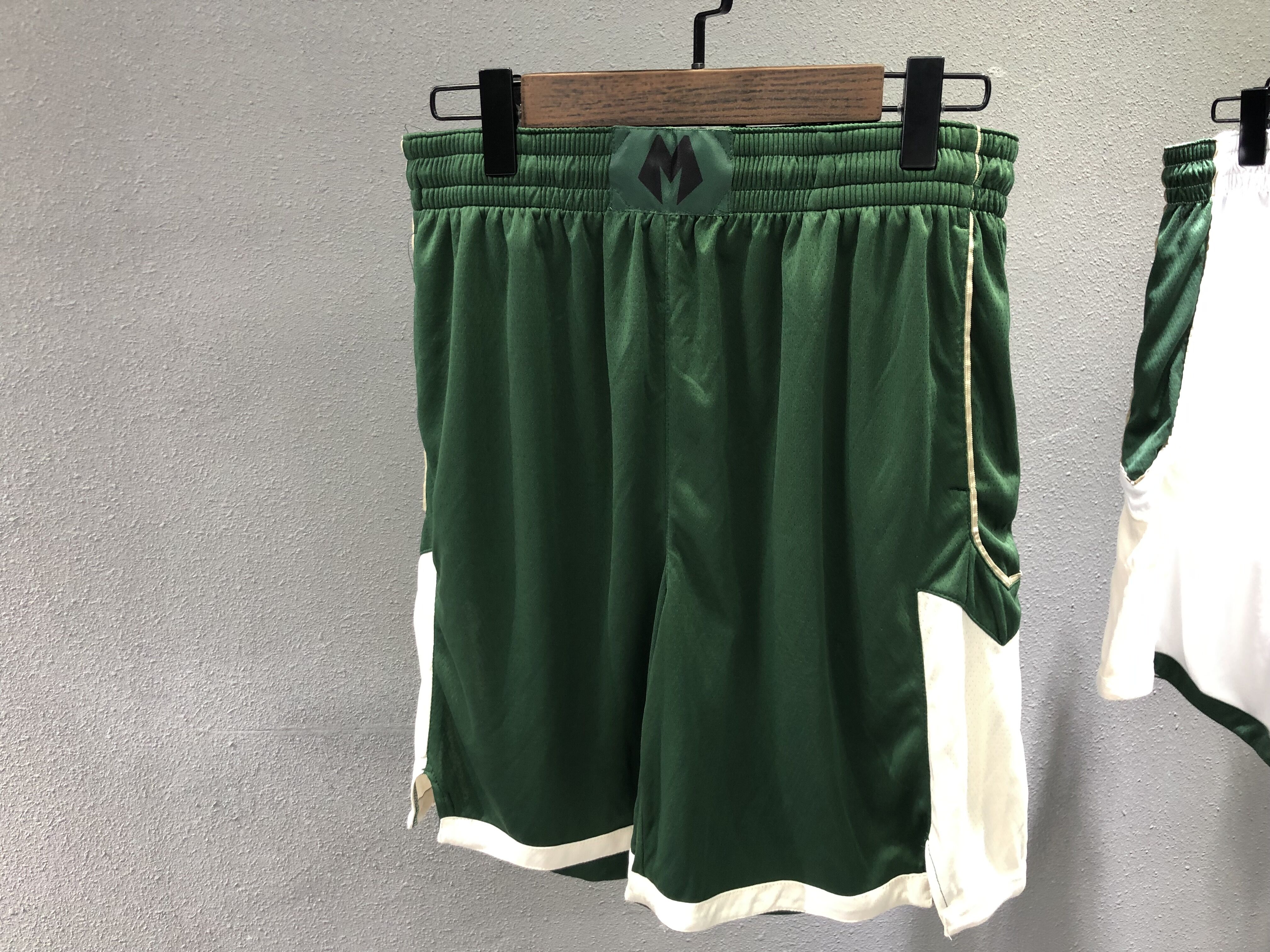 NBA Men Milwaukee Bucks Green Pant Short High Quality Name and Number Print - leoleo123123