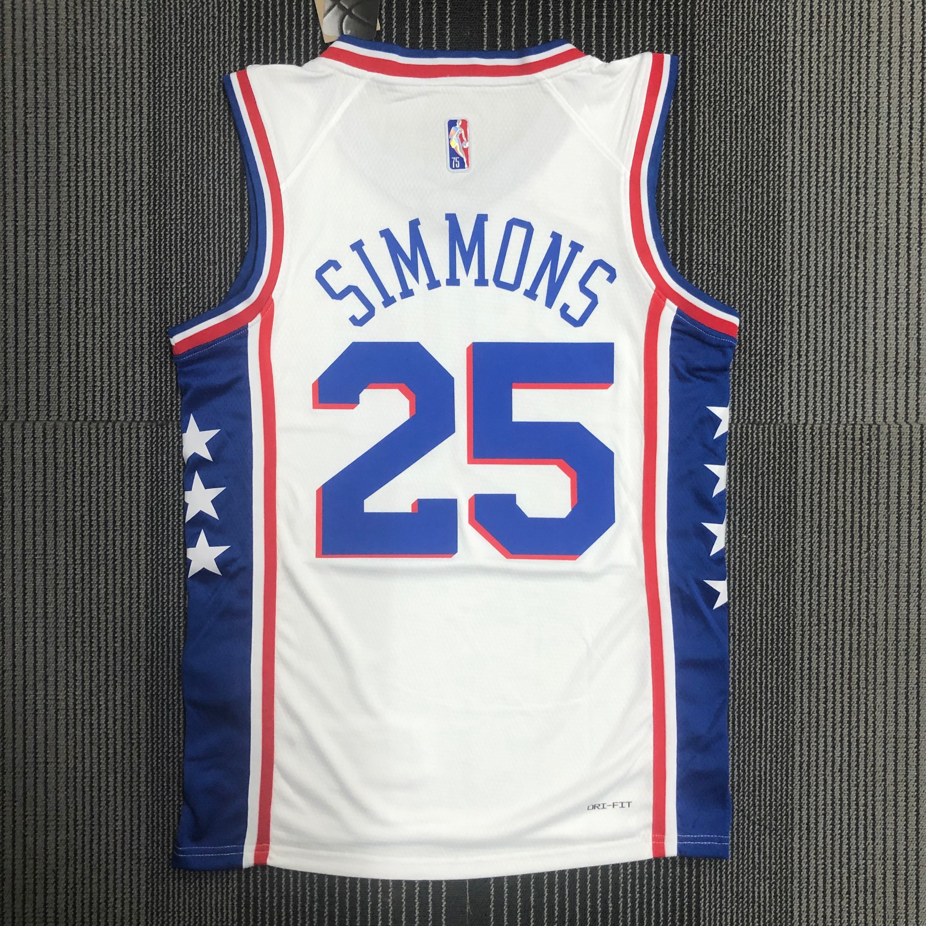 NBA Men 75th Anniversary Season 2022 Philadelphia 76ers White V-neck #25 SIMMONS Jersey High Quality Name and Number Print - leoleo123123
