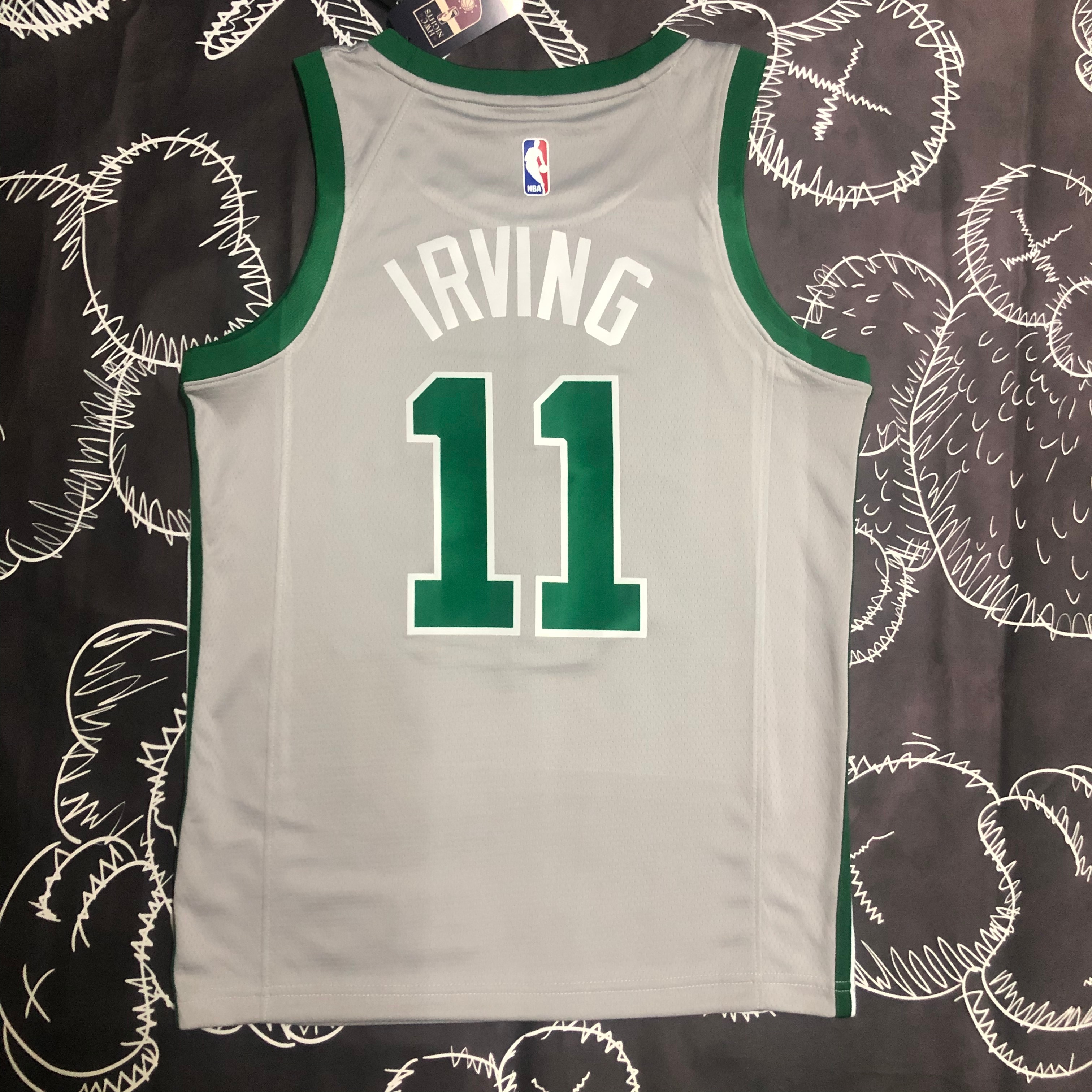 NBA Men Boston Celtics Grey #11 IRVING Jersey High Quality Name and Number Print - leoleo123123