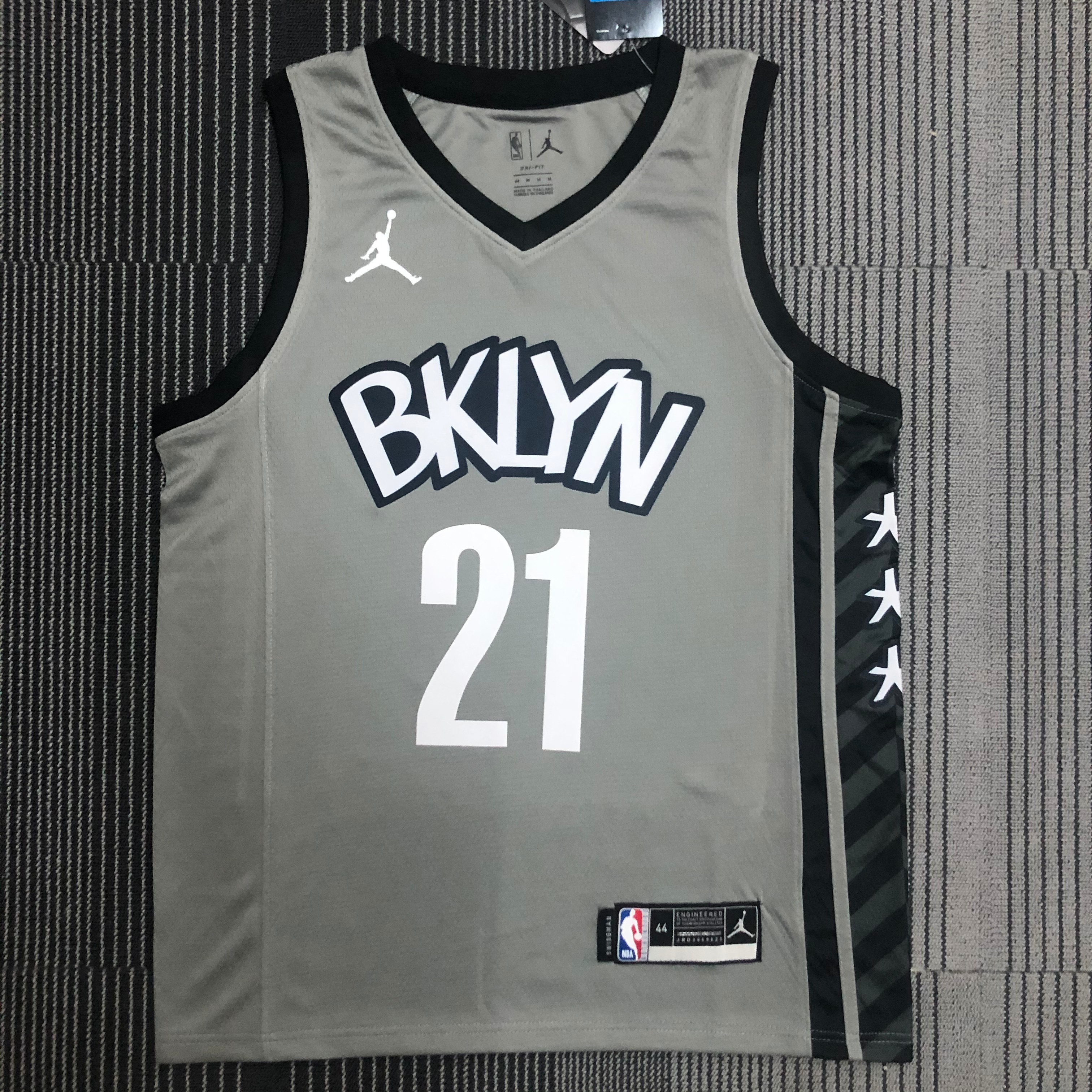NBA Men 75th Anniversary Brooklyn Nets Grey with Jordan Logo #21 ALDRIDGE Jersey High Quality Name and Number Print - leoleo123123