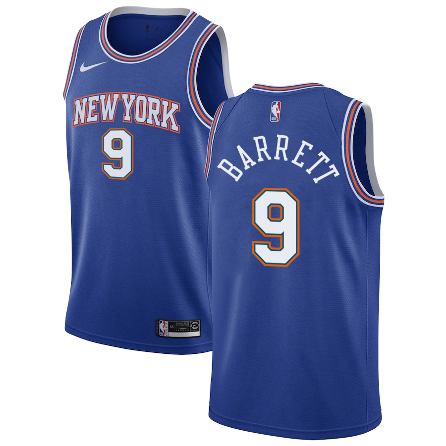 NBA Men New York Knicks Blue #9 BARRETT Jersey High Quality Name and Number Print - leoleo123123