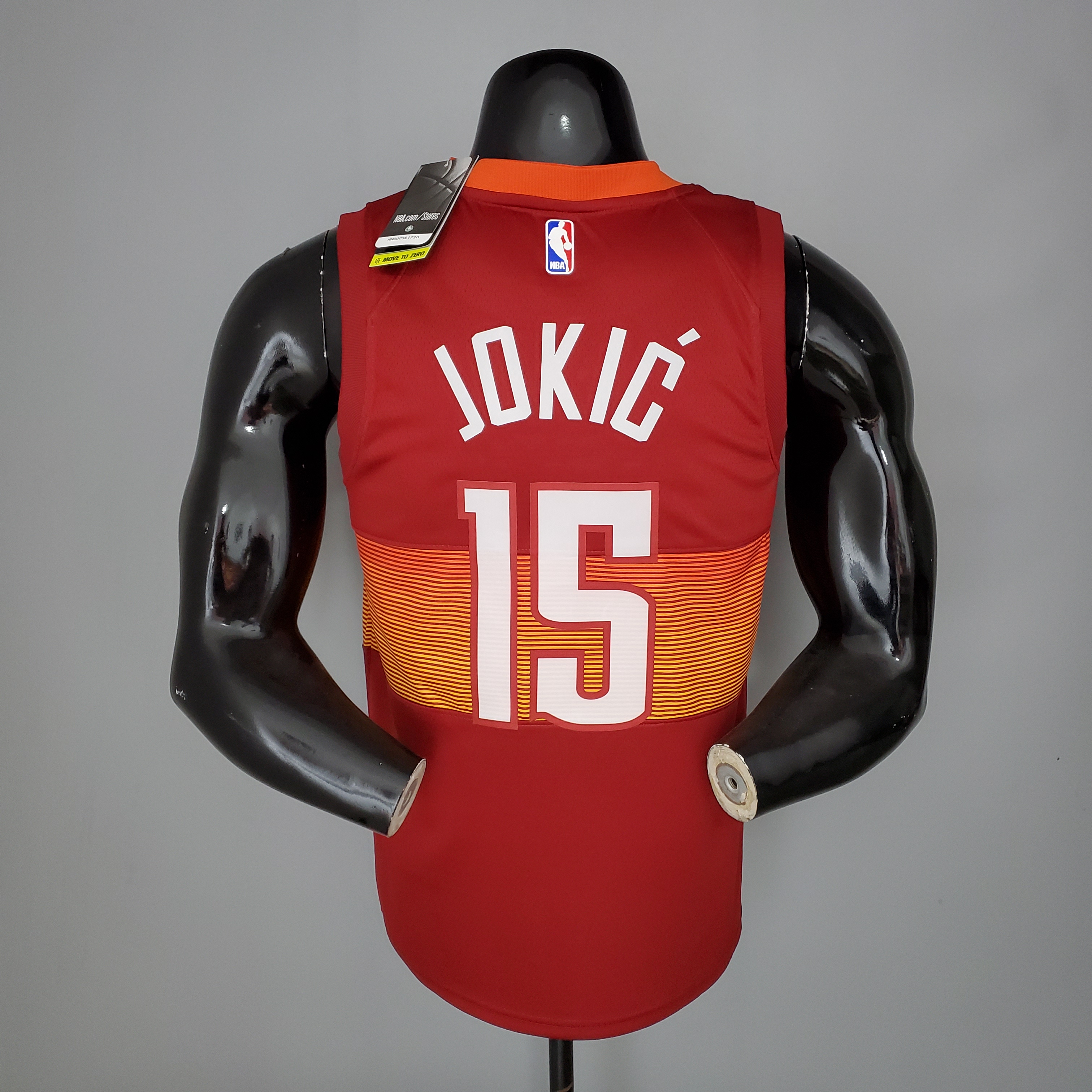 NBA Men Season 2021 Denver Nuggets Red and Orange #15 JOKIC Jersey High Quality Name and Number Print - leoleo123123