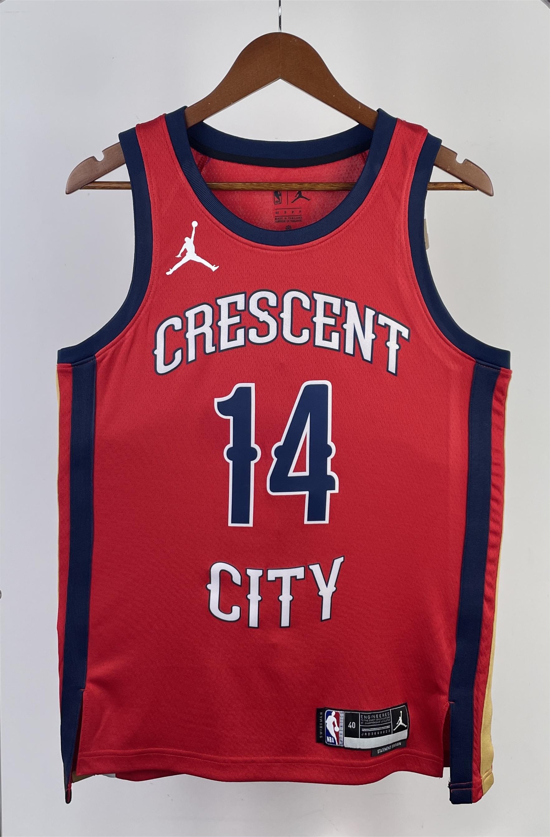 NBA Men 2024 New Orleans Pelicans Red with Jordan Logo #14 INGRAM Jersey High Quality Name and Number Print - leoleo123123