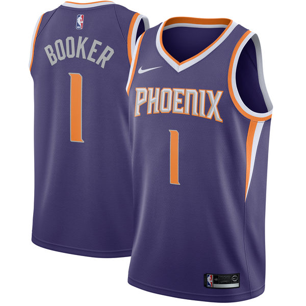 NBA Men Phoenix Suns Purple #1 BOOKER Jersey High Quality Name and Number Print - leoleo123123