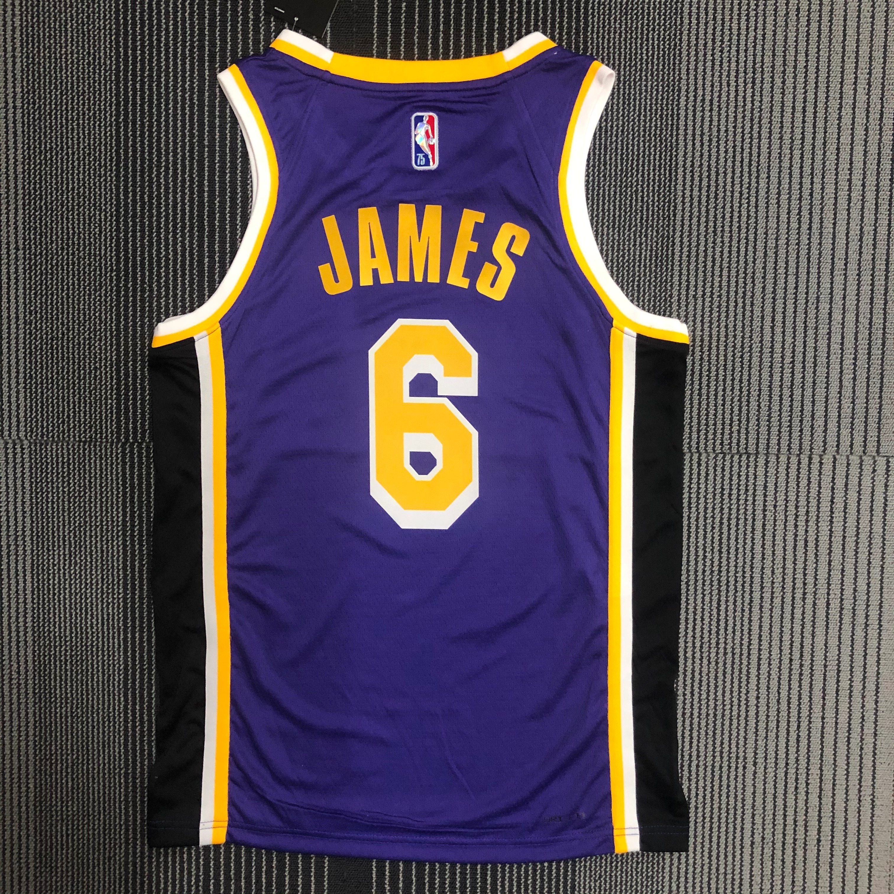 NBA Season 2022 75th Anniversary Los Angeles Lakers with Jordan Logo Purple Round Neck #6 JAMES Jersey High Quality Name and Number Print - leoleo123123
