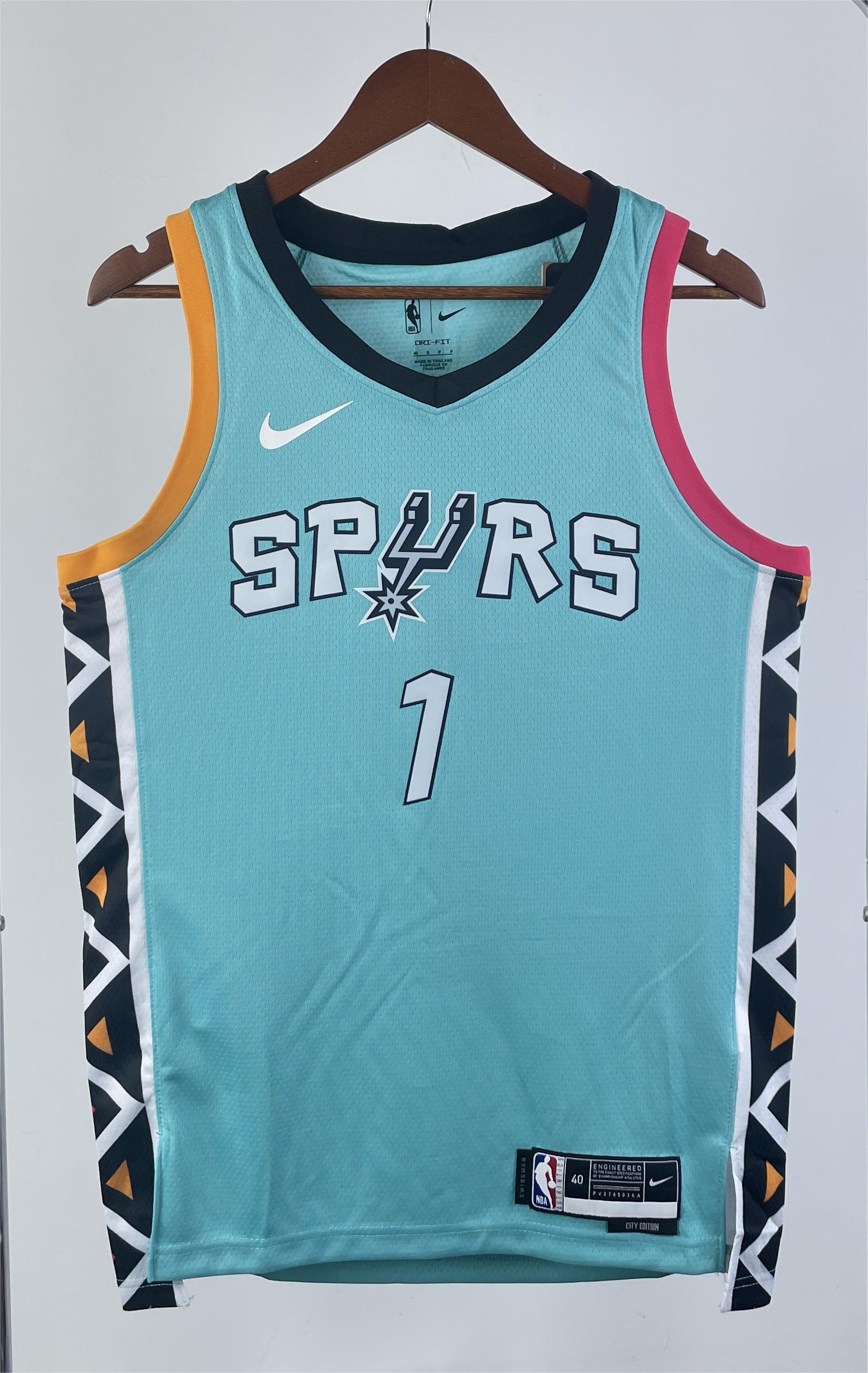 NBA Men 2023 San Antonio Spurs Blue #1 WEMBANYAMA Jersey High Quality Name and Number Print - leoleo123123