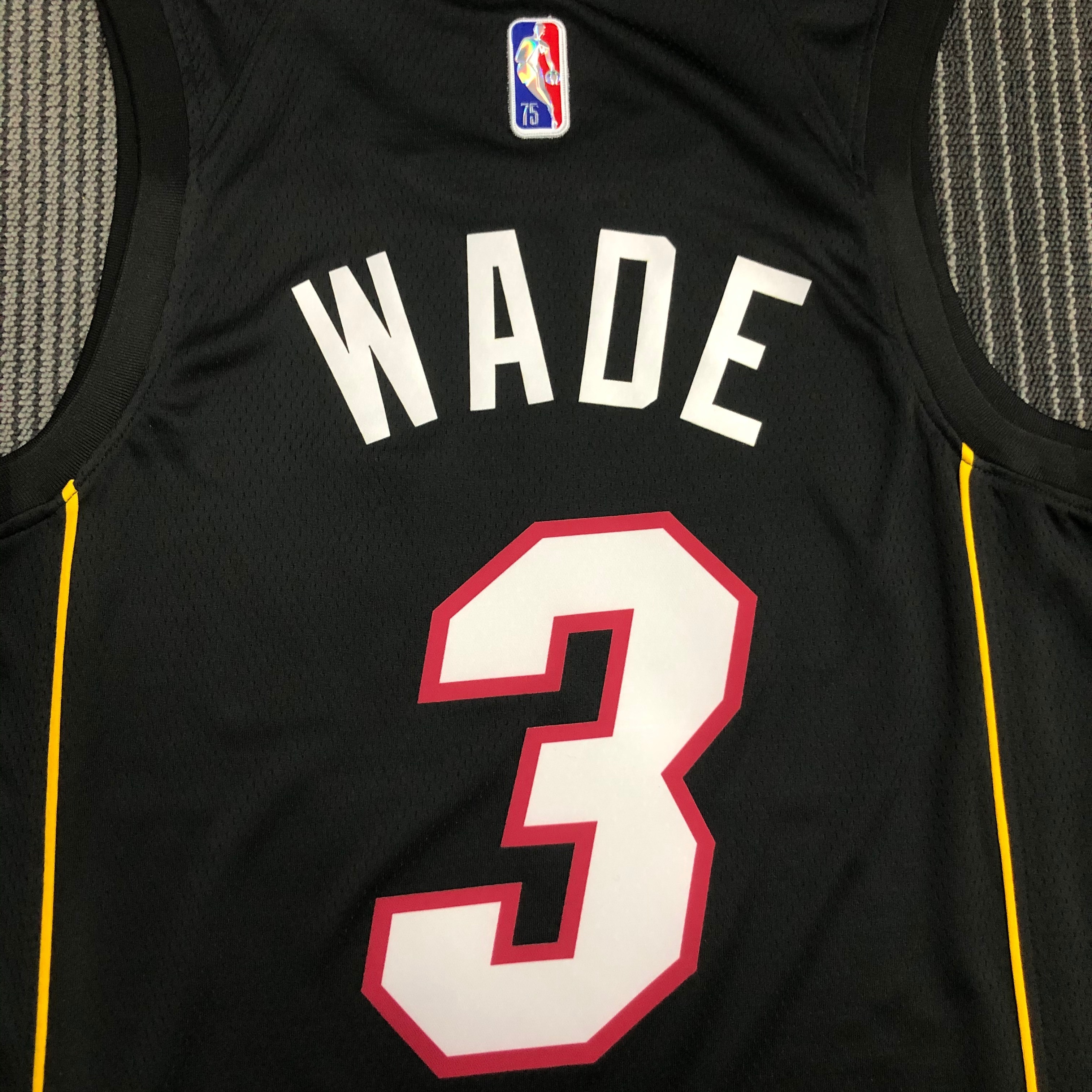 NBA Men 75th Anniversary Season 2022 Miami Heat Black #3 WADE Jersey High Quality Name and Number Print - leoleo123123