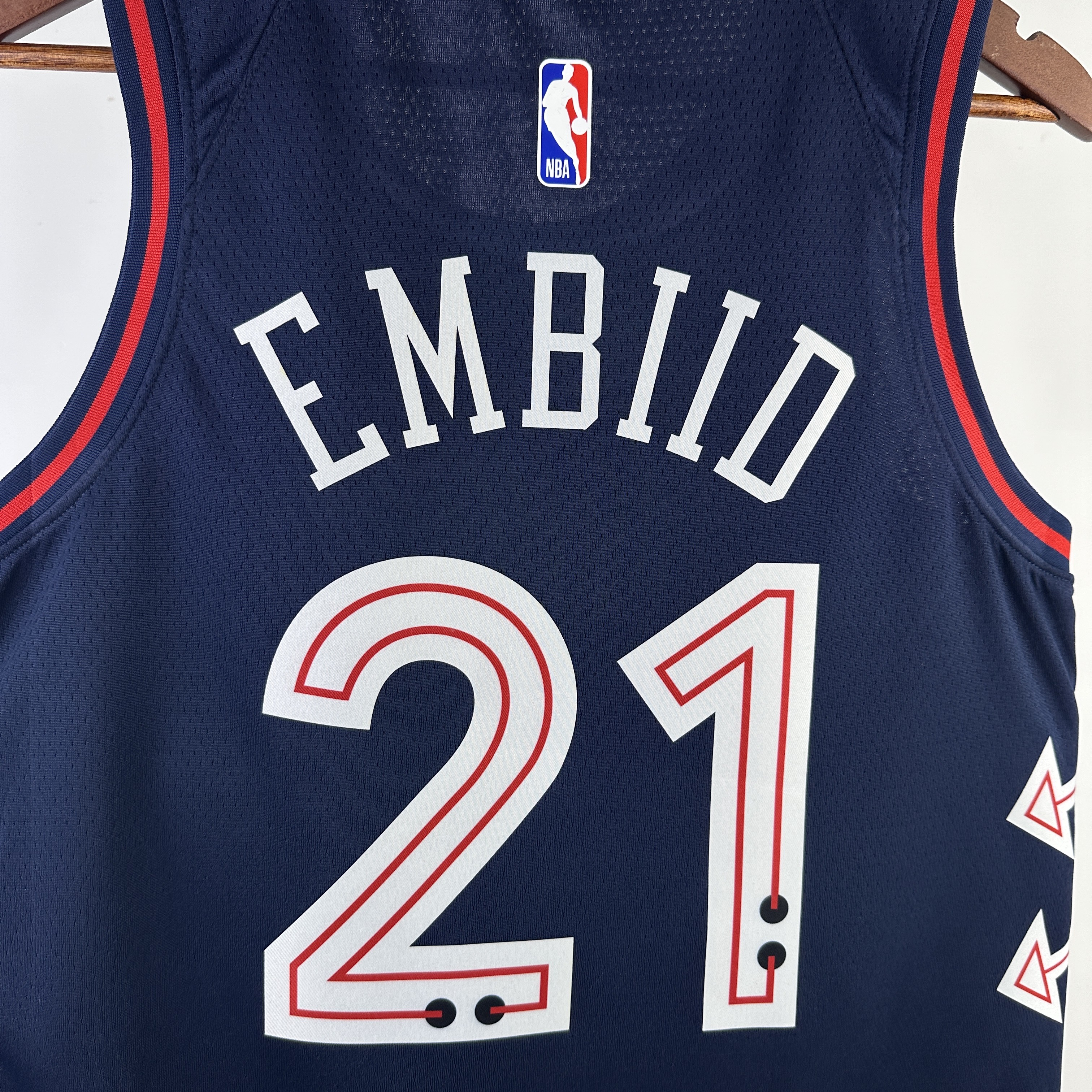 NBA Men 2024 Philadelphia 76ers Navy City Edition #21 EMBIID Swingman Jersey - leoleo123123