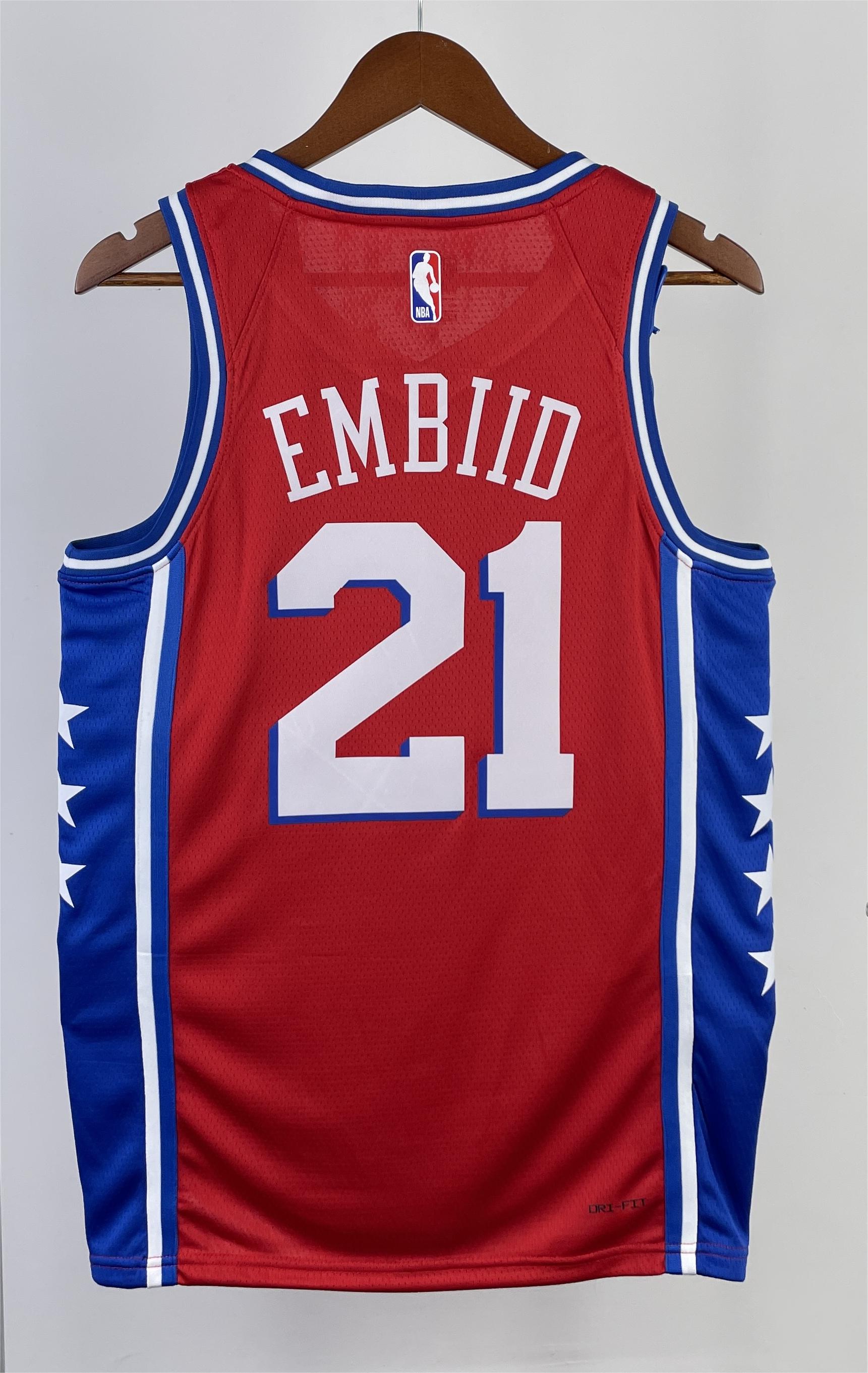NBA Men 2023 Philadelphia 76ers Red #21 EMBIID Swingman Jersey - leoleo123123
