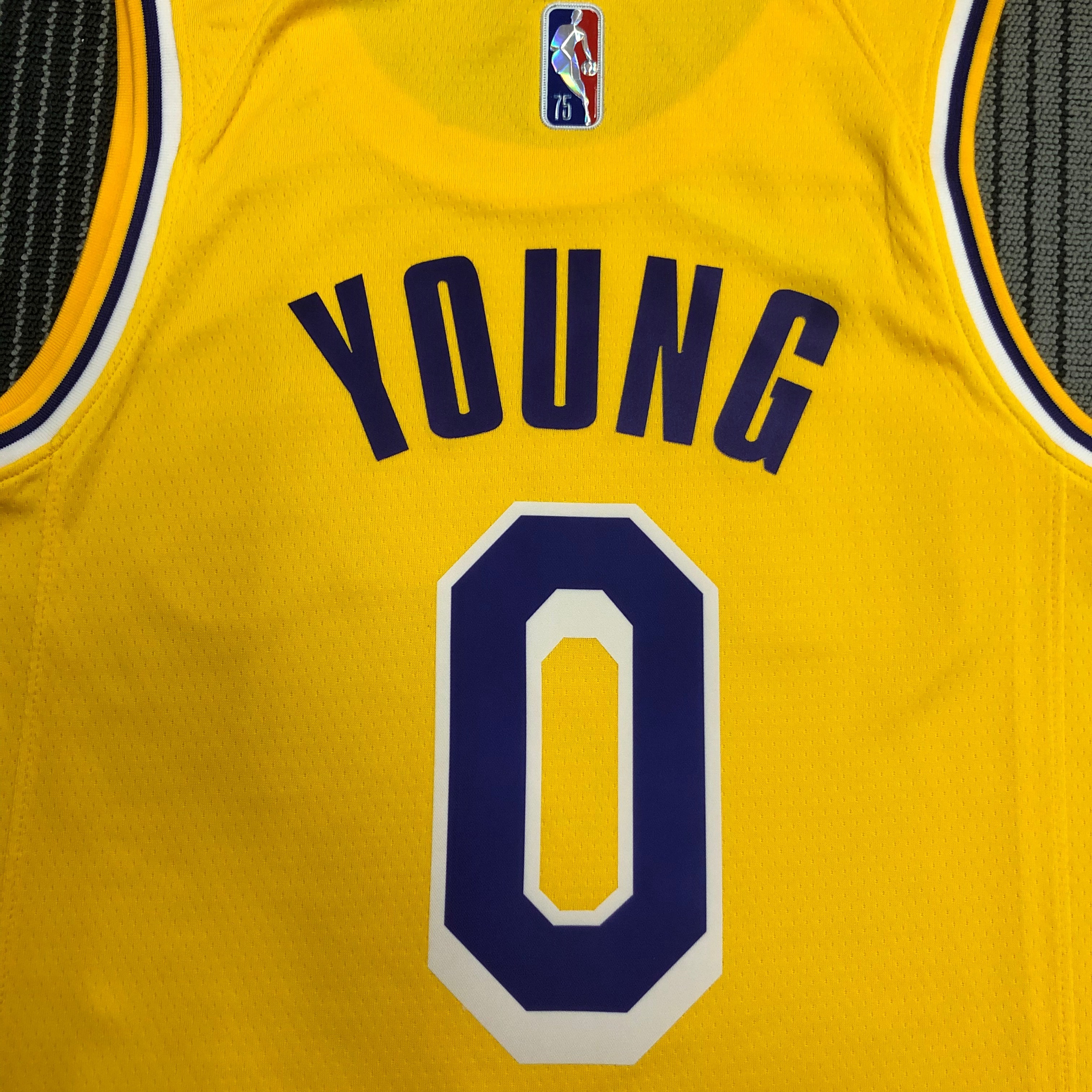 NBA 75th Anniversary Los Angeles Lakers Yellow Round Neck #0 YOUNG Jersey High Quality Name and Number Print - leoleo123123