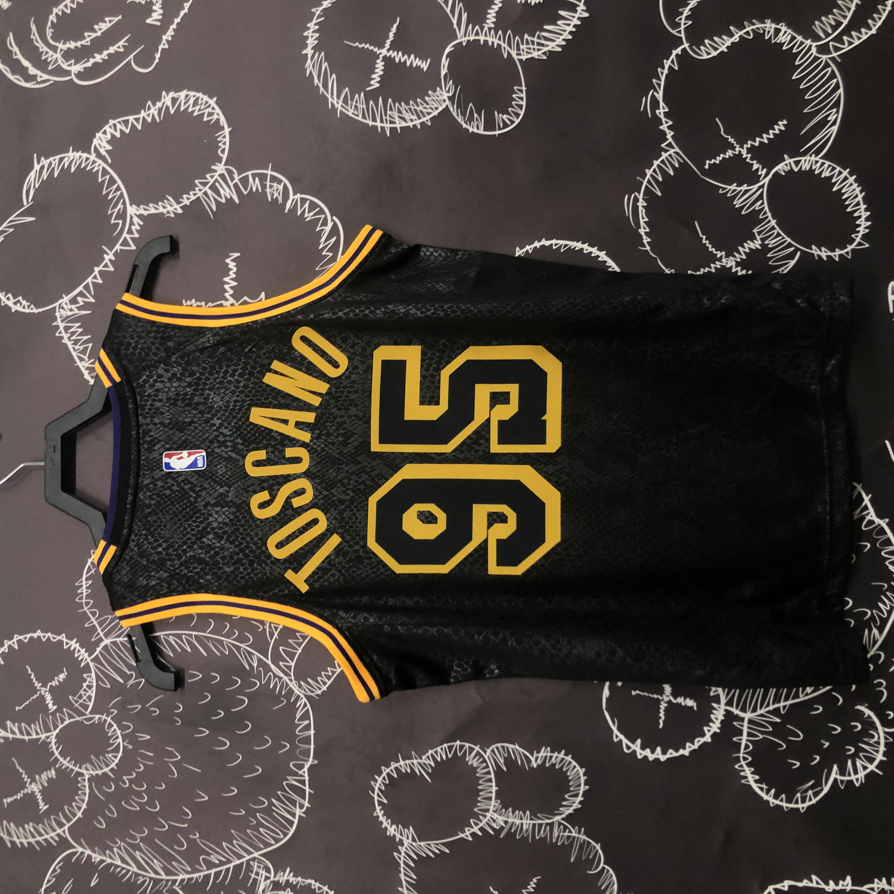 NBA Men Los Angeles Lakers Black #95 TOSCANO Round Neck Jersey High Quality Name and Number Print - leoleo123123