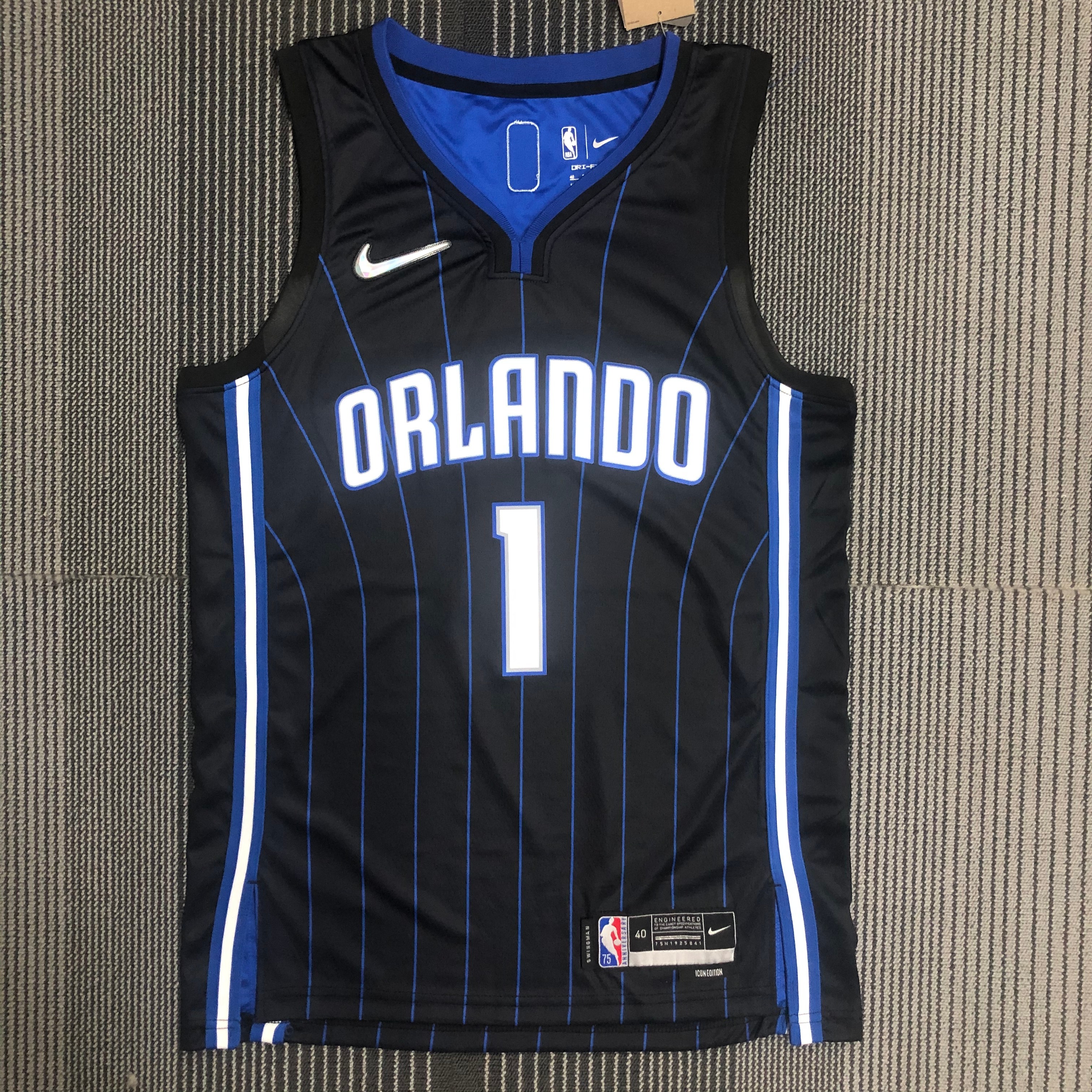 NBA Season 75th Anniversary Orlando Magic #1 McGRADY Black Jersey High Quality Name and Number Print - leoleo123123
