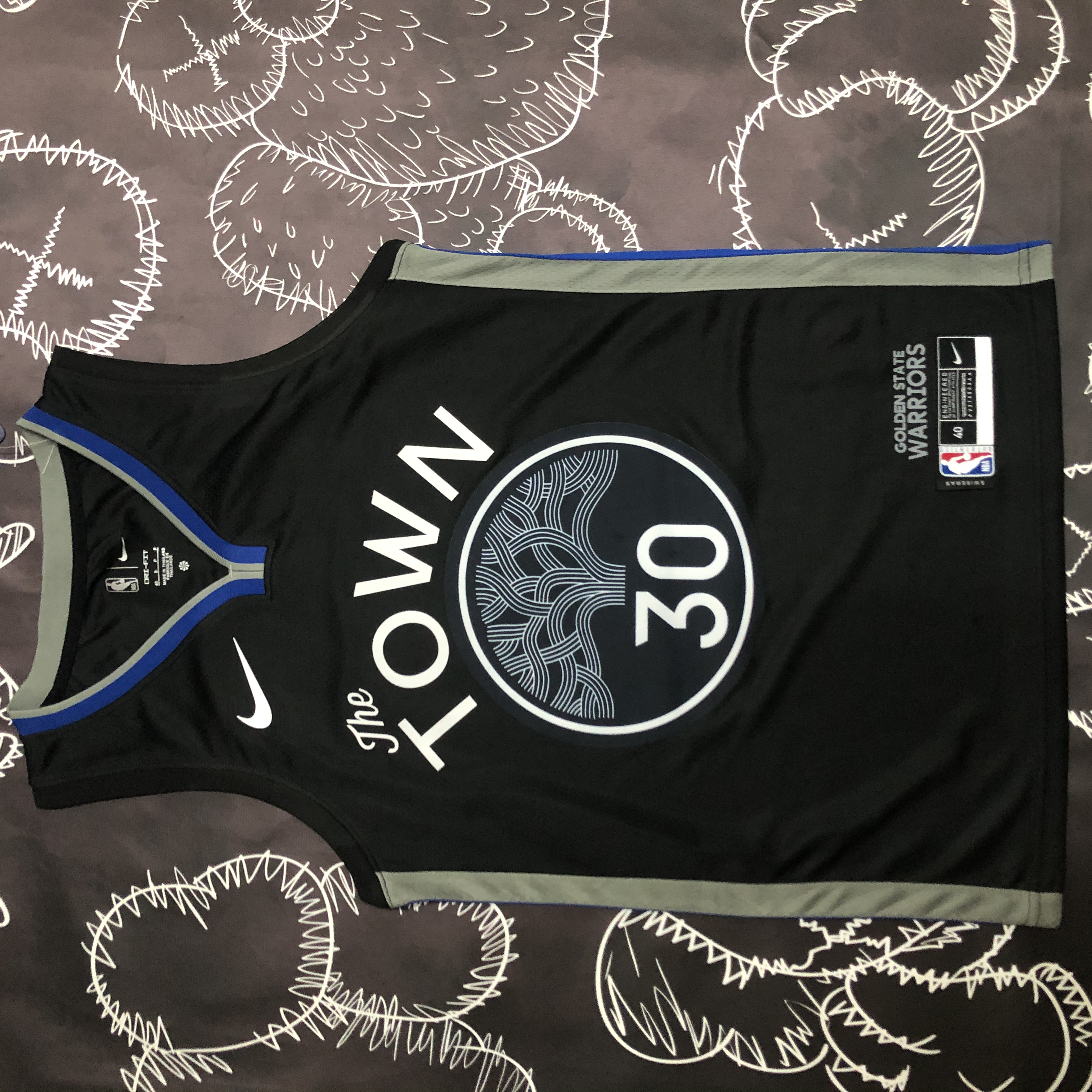 NBA Men Season 2020 Golden State Warriors Black Grey #30 CURRY Jersey High Quality Name and Number Print - leoleo123123